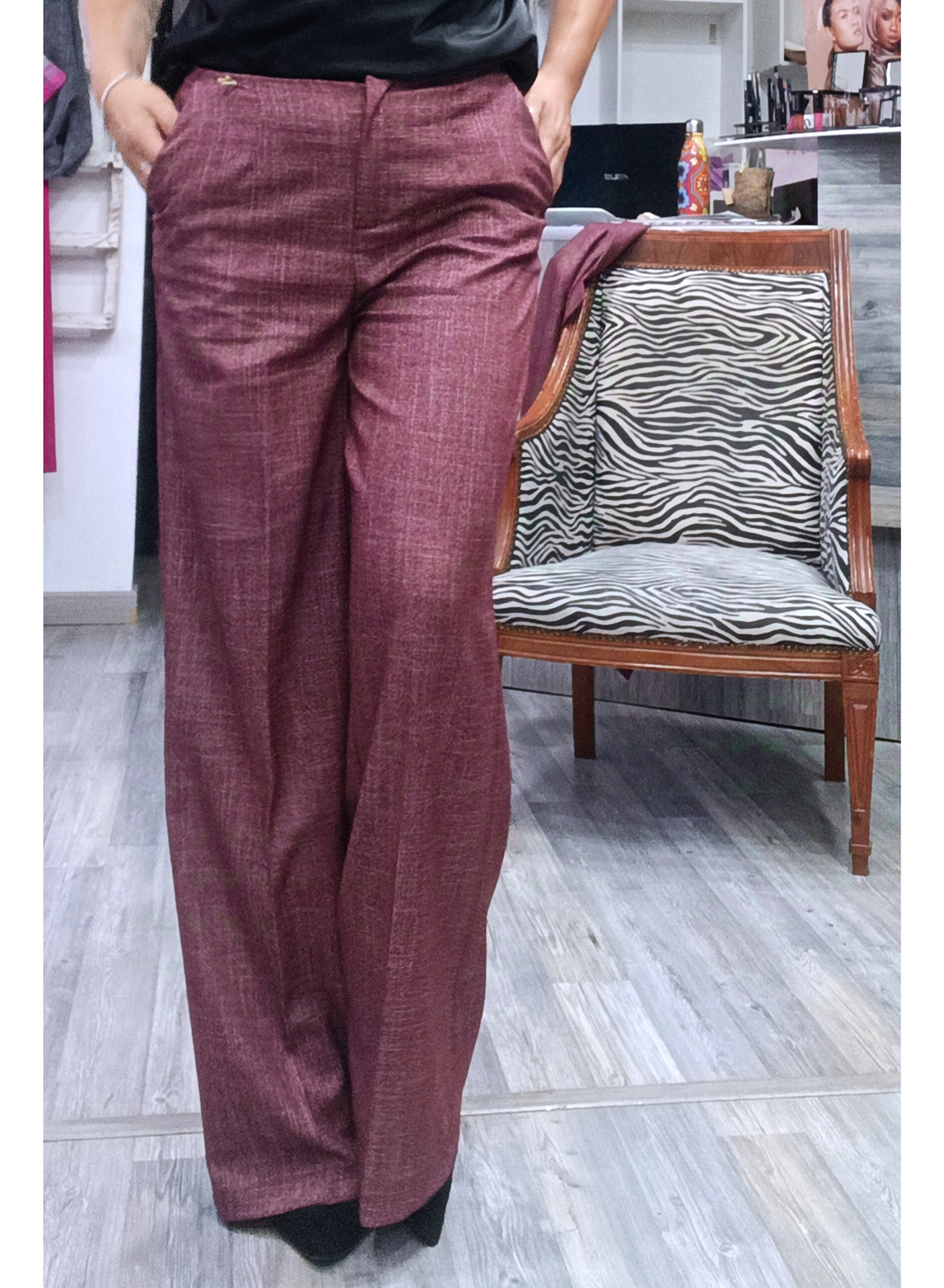 Pantaloni palazzo borgogna