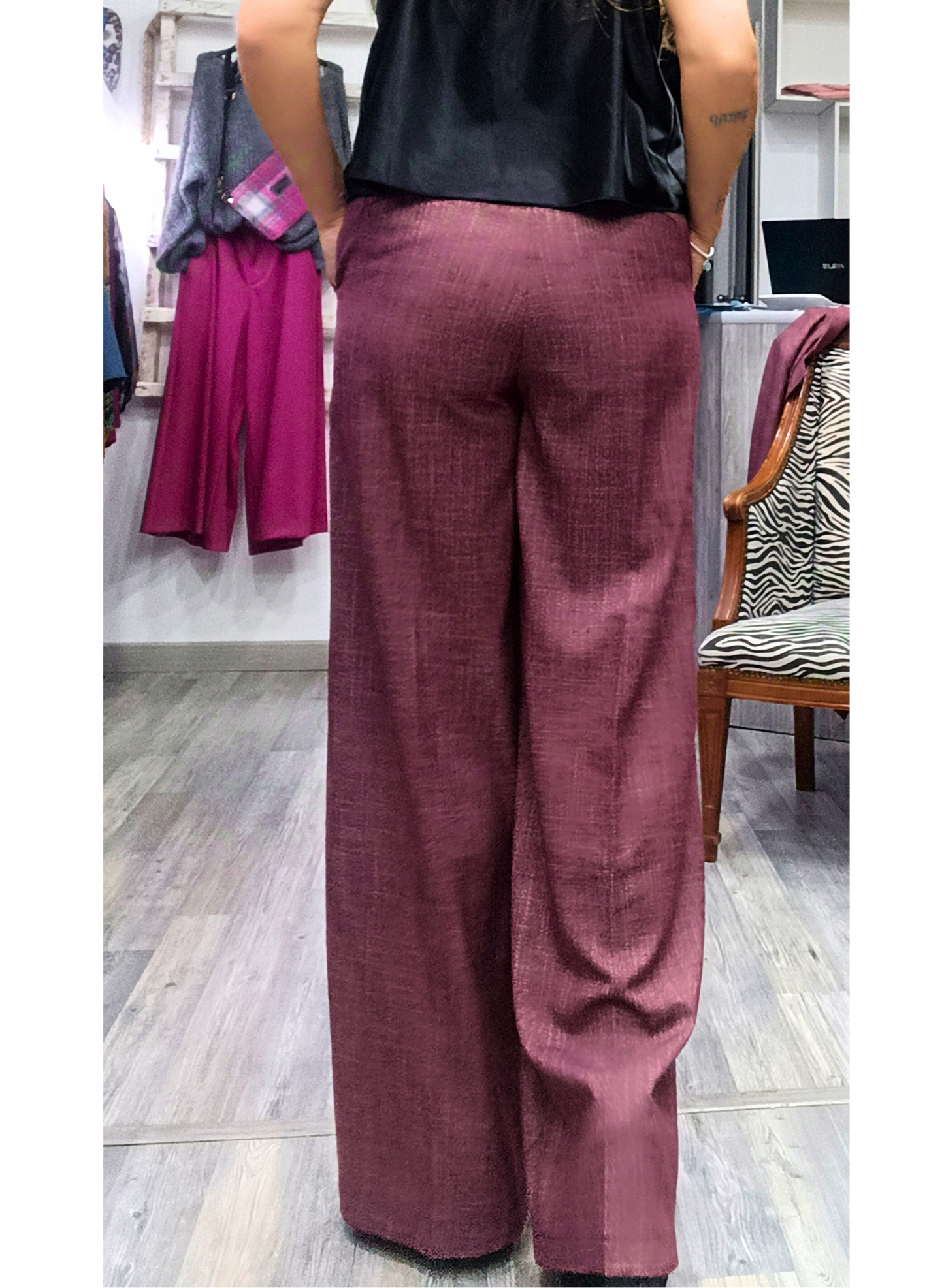 Pantaloni palazzo borgogna