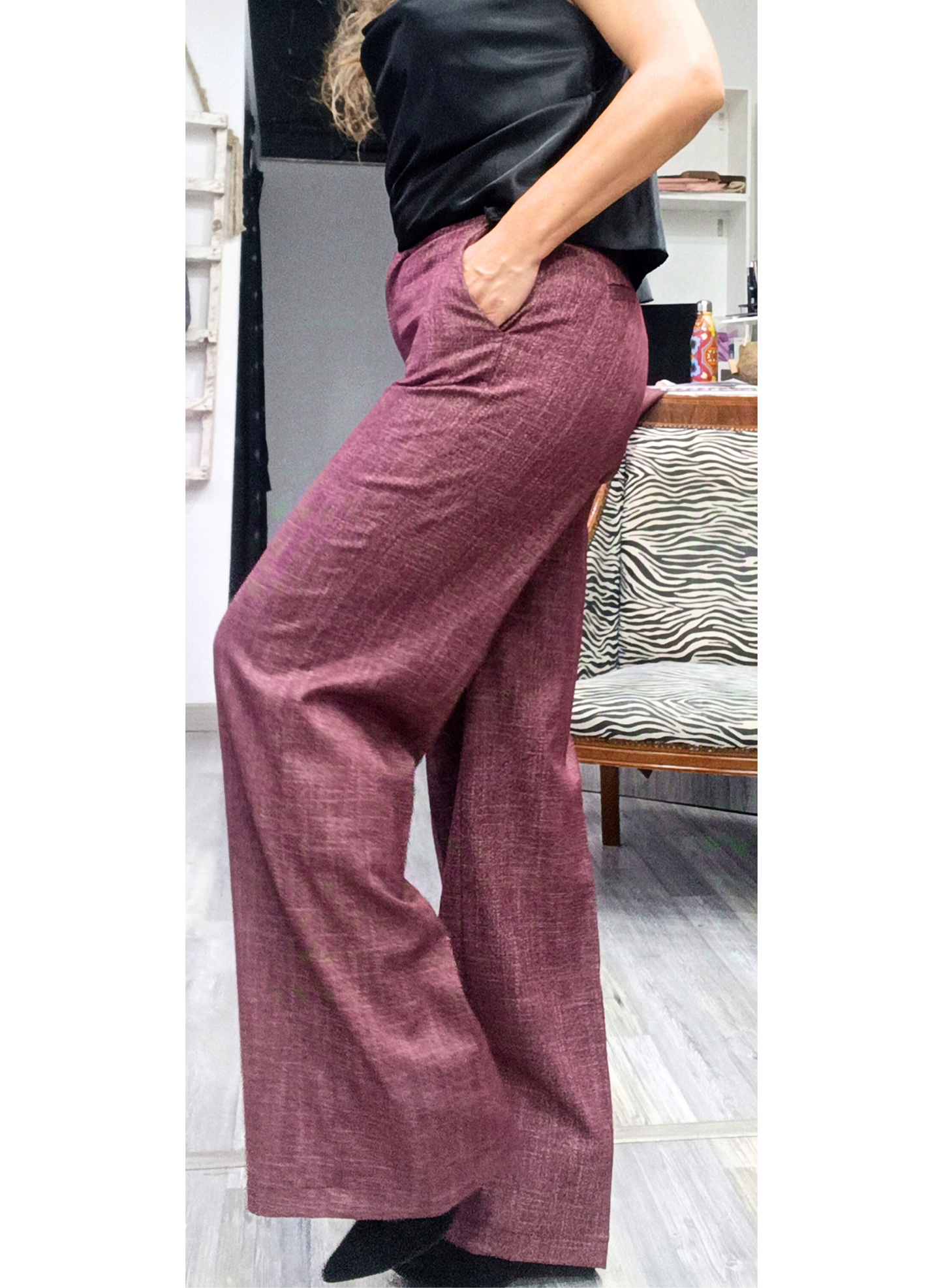 Pantaloni palazzo borgogna