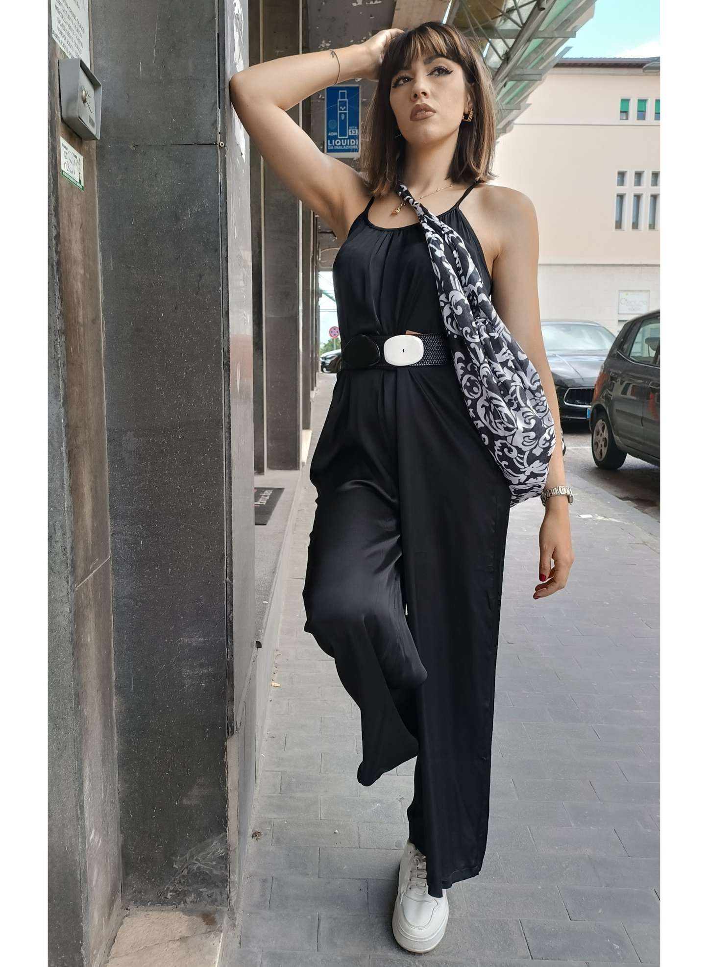 Tuta nera in satin "Karakorum"
