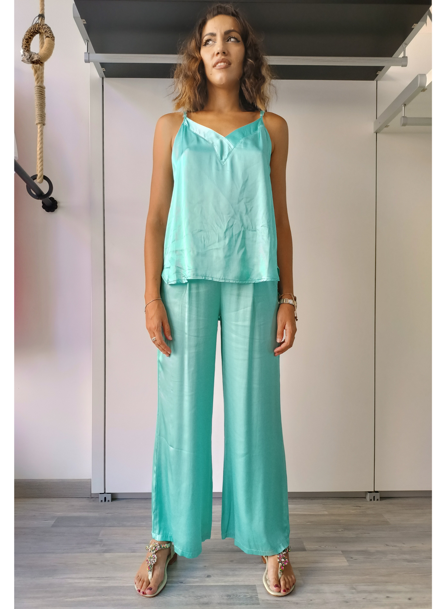 Pantaloni in verde acqua