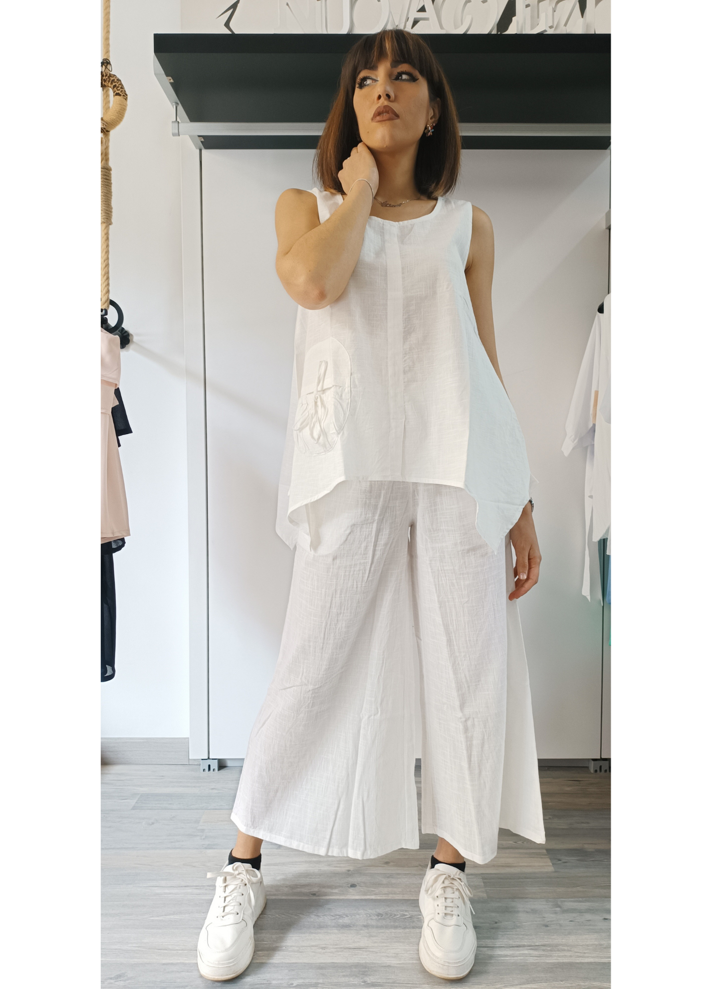 Pantaloni cropped bianchi