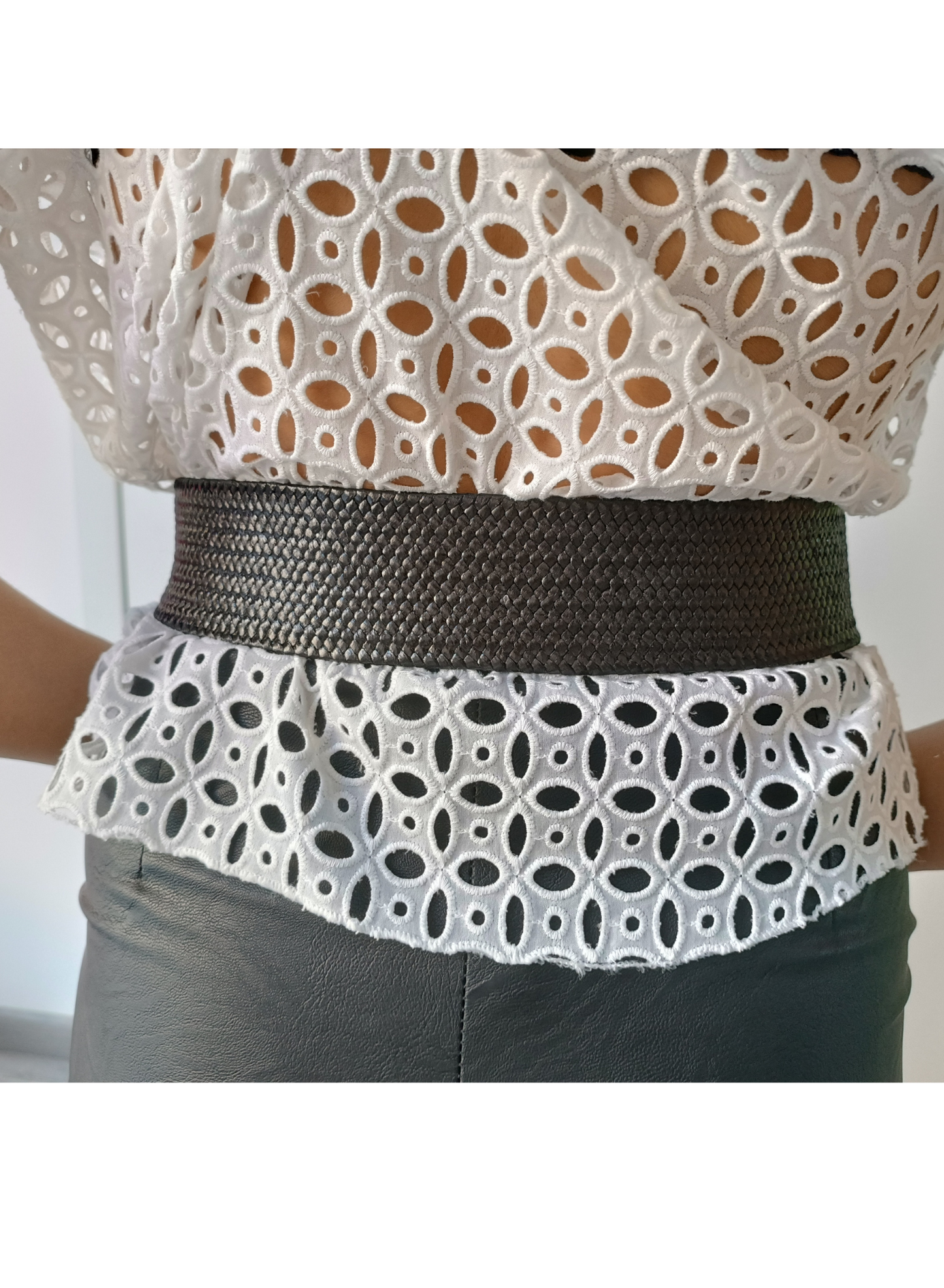 Cintura rafia bianco e nera "Karakorum"