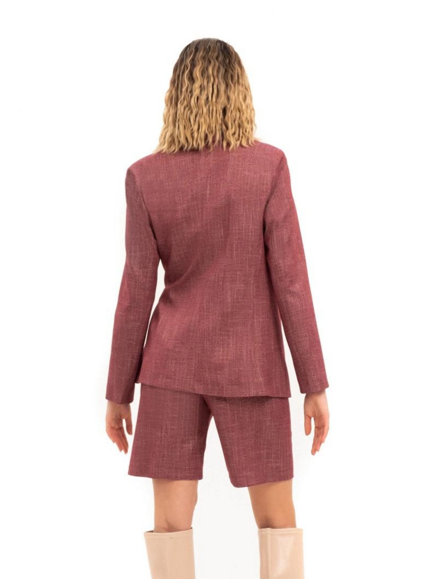 Giacca con fibbia e fusciacca color borgogna