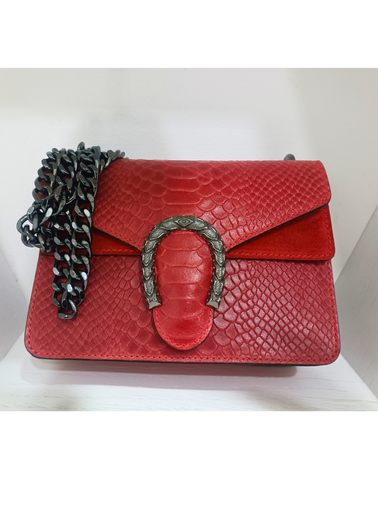 Borsa rossa in vera pelle
