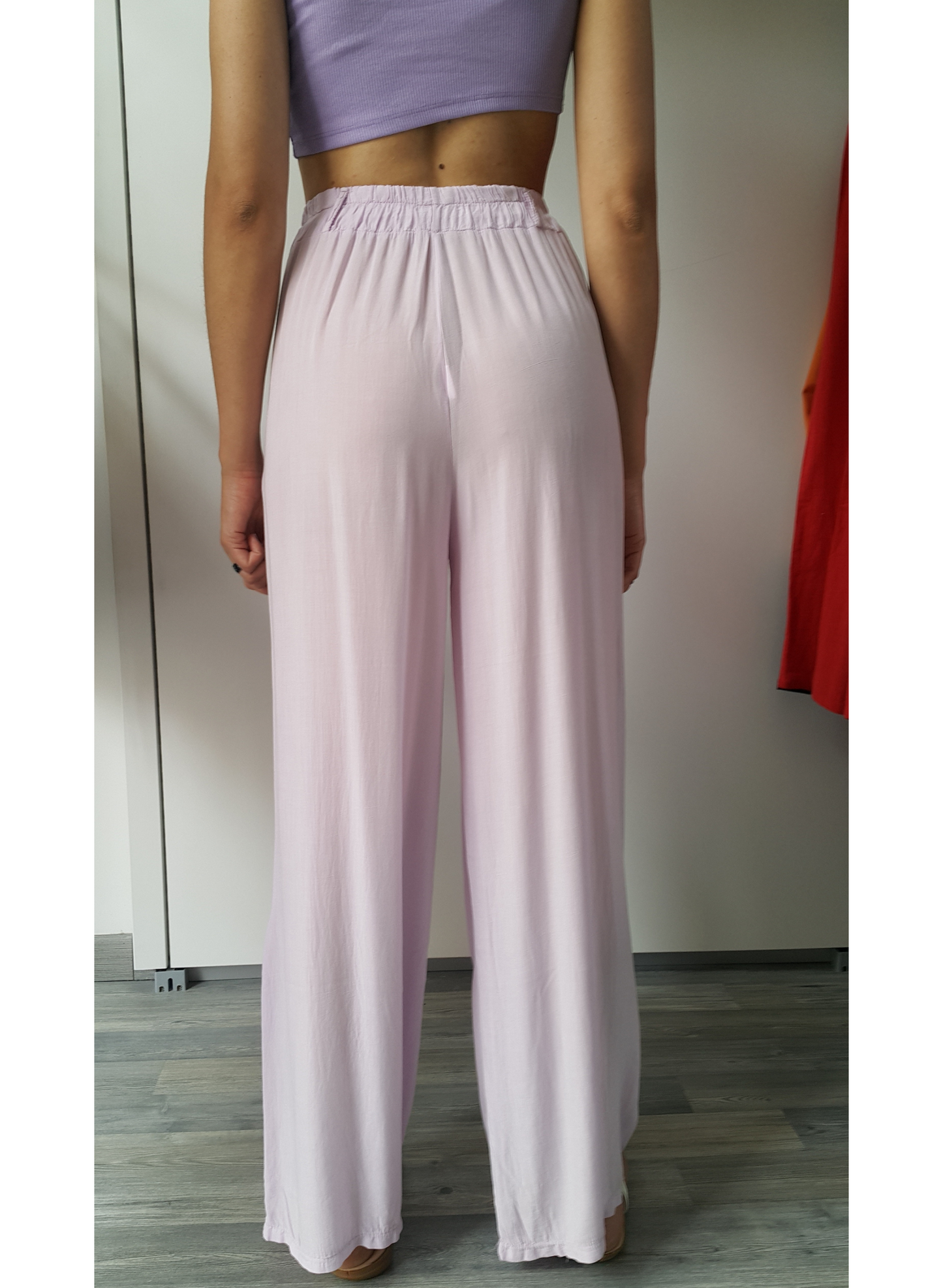 Pantaloni palazzo "sporty chic" glicine