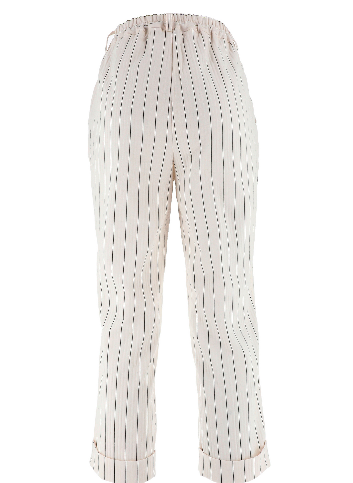 Pantaloni gessati fondo panna