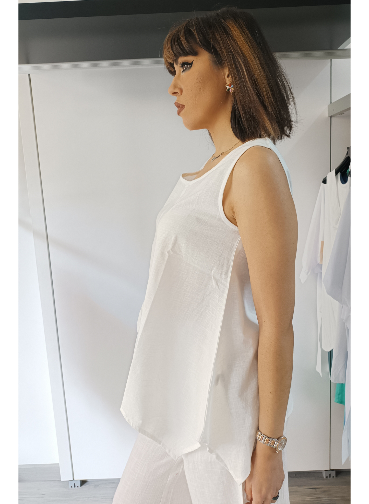 Top asimmetrico bianco