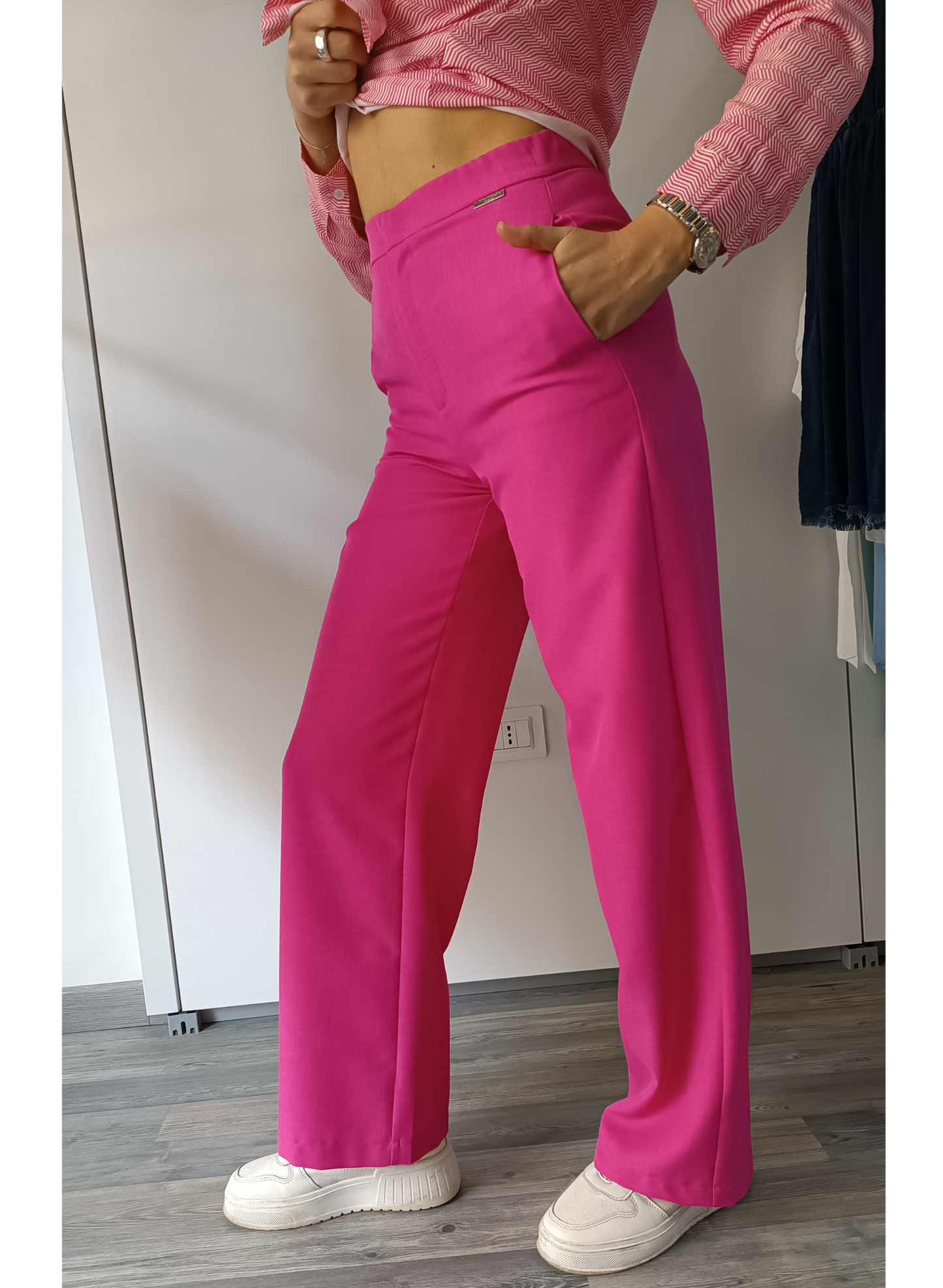 Pantaloni palazzo fucsia