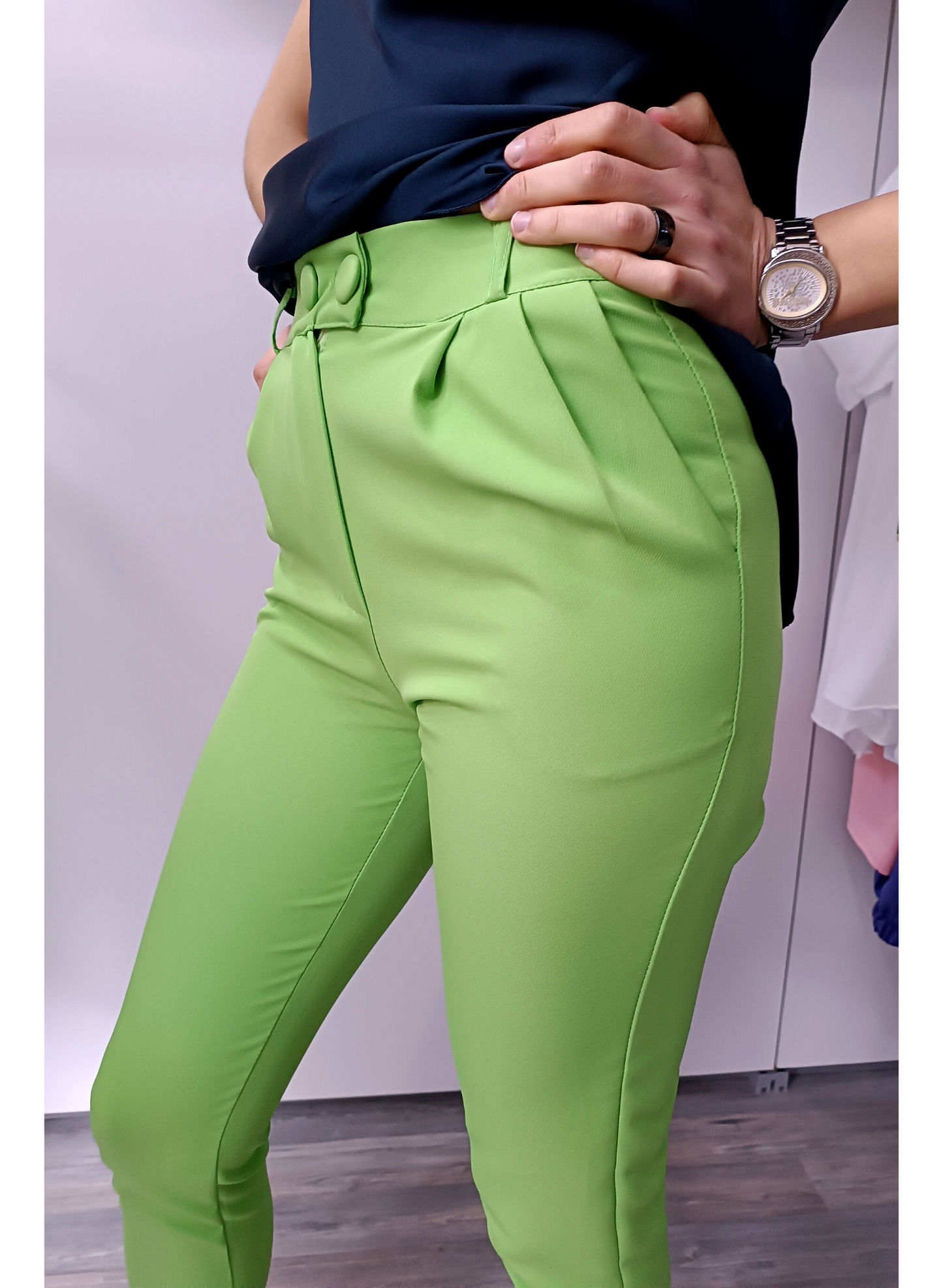 Pantaloni slim fit verde acido