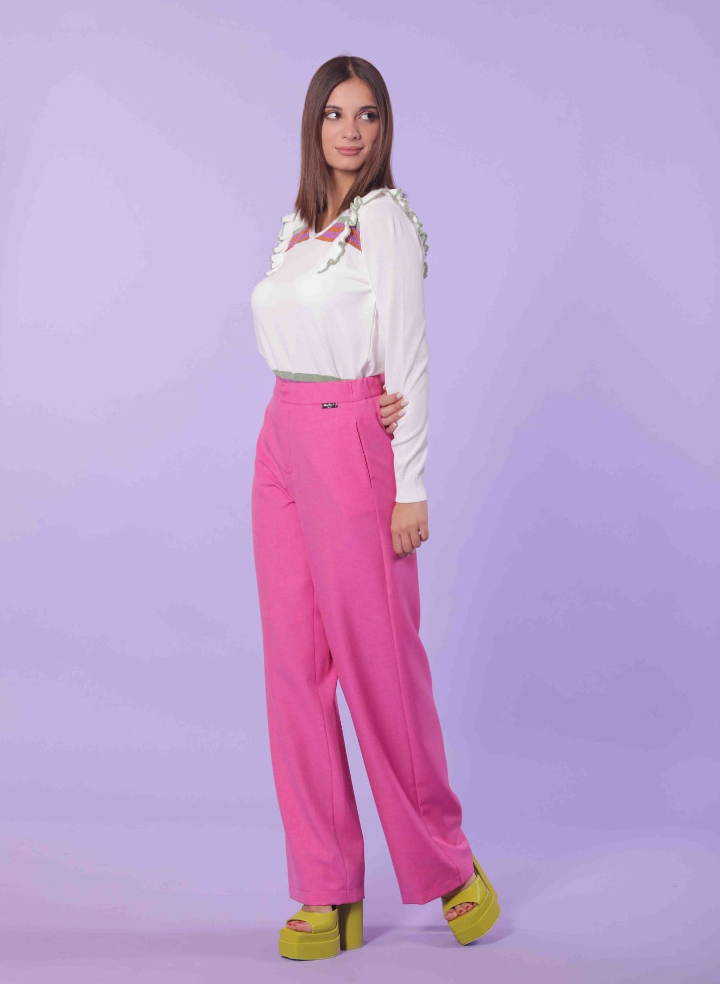 Pantaloni palazzo fucsia