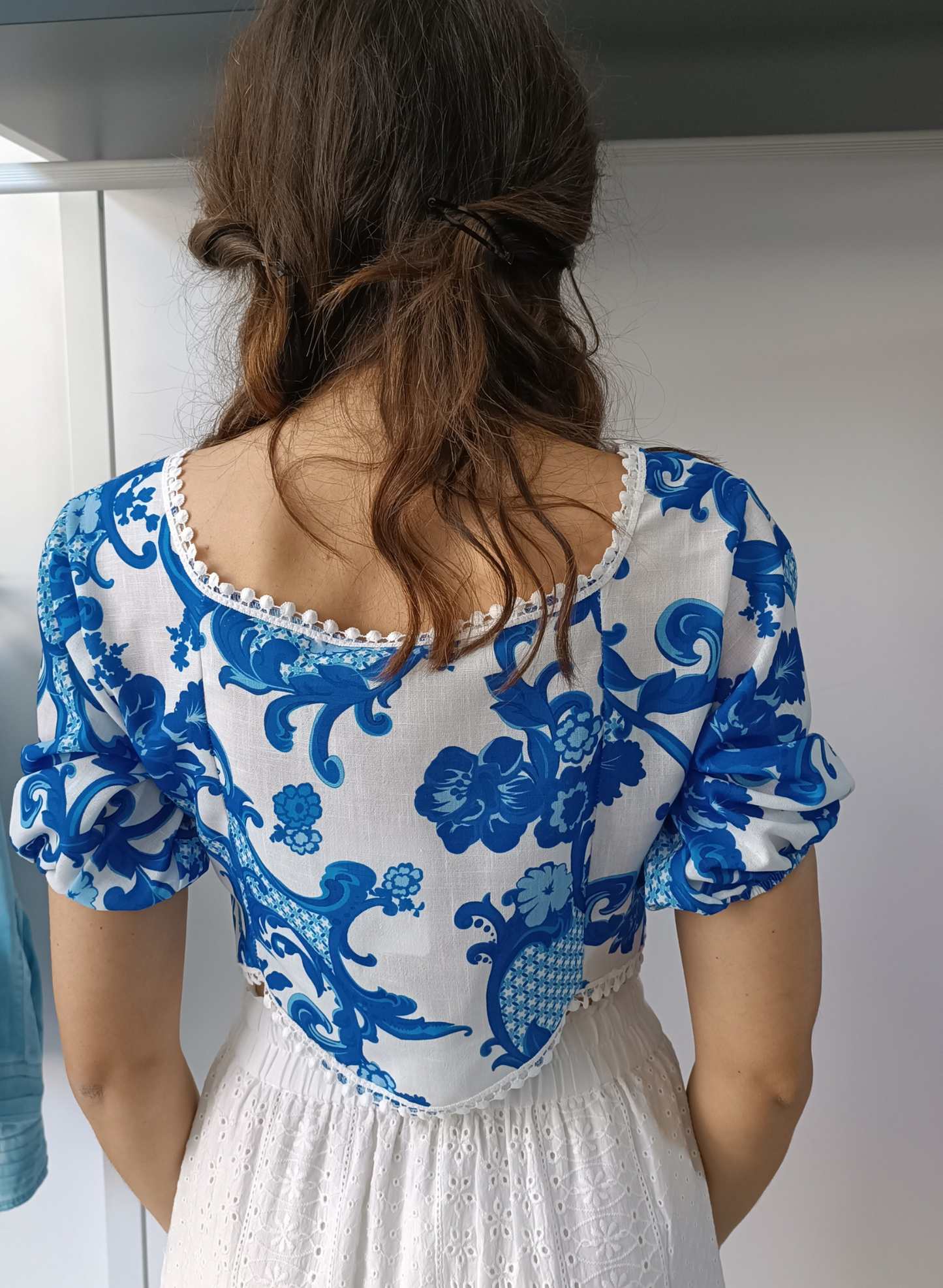 Top crop fantasia bluette
