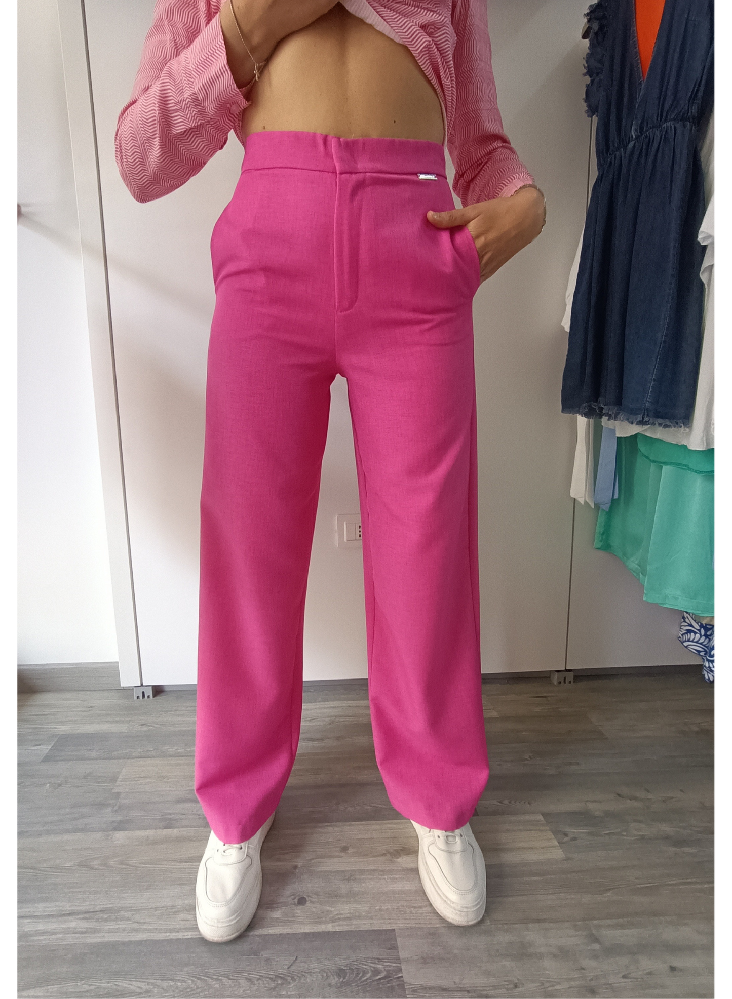Pantaloni palazzo fucsia