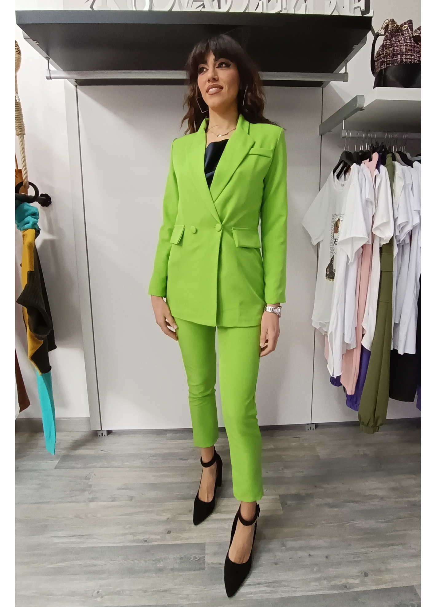 Giacca doppiopetto in verde acido