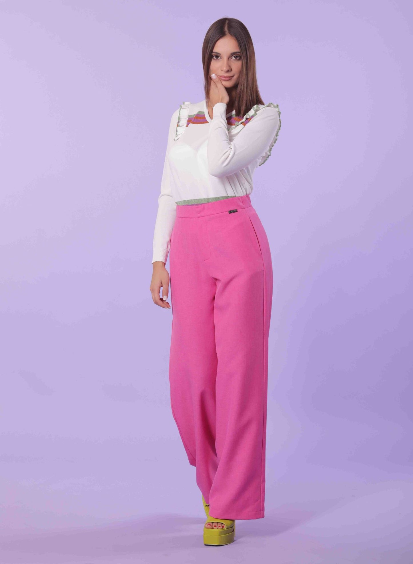 Pantaloni palazzo fucsia
