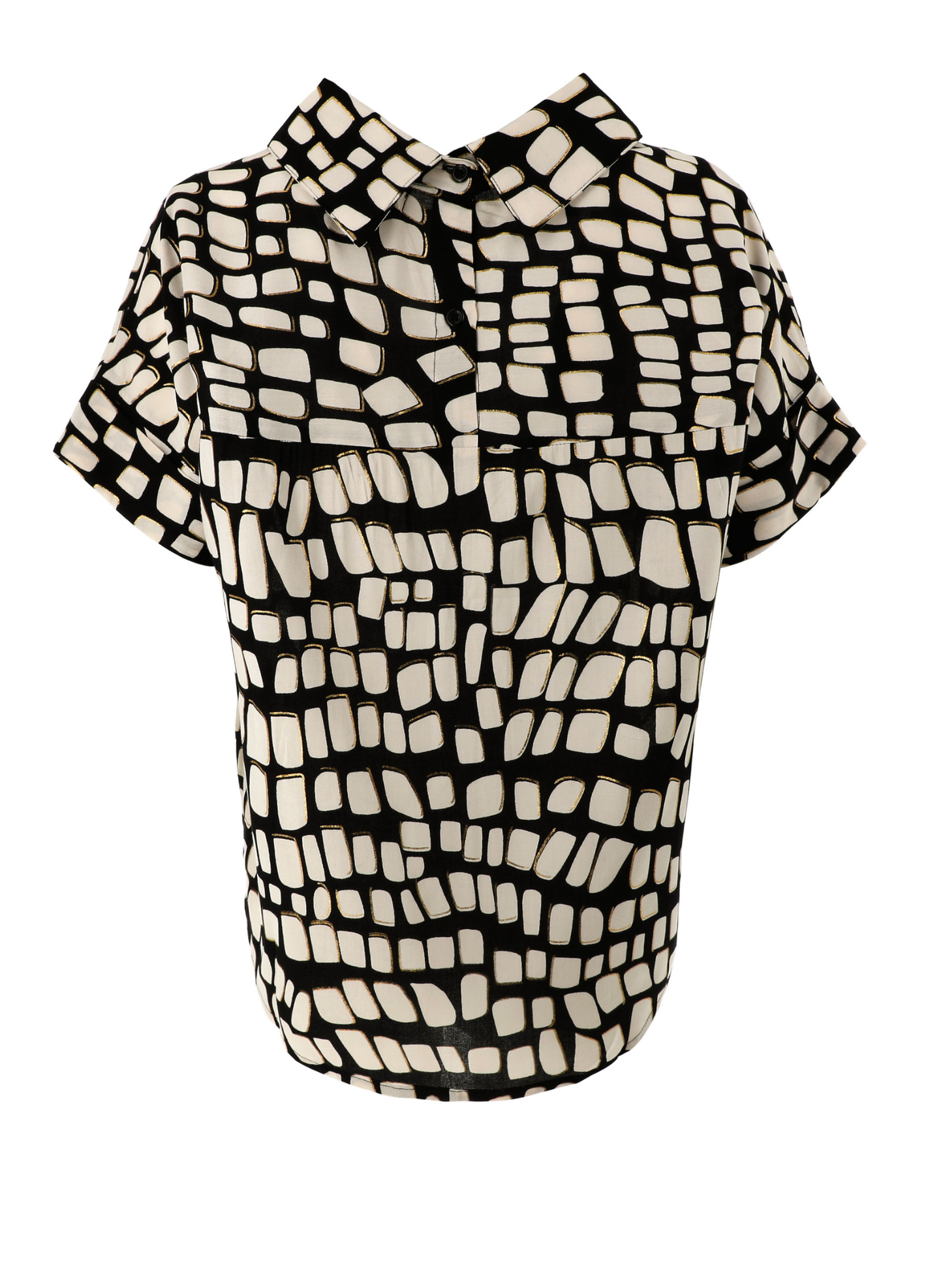 Camicia stampa astratta con lurex