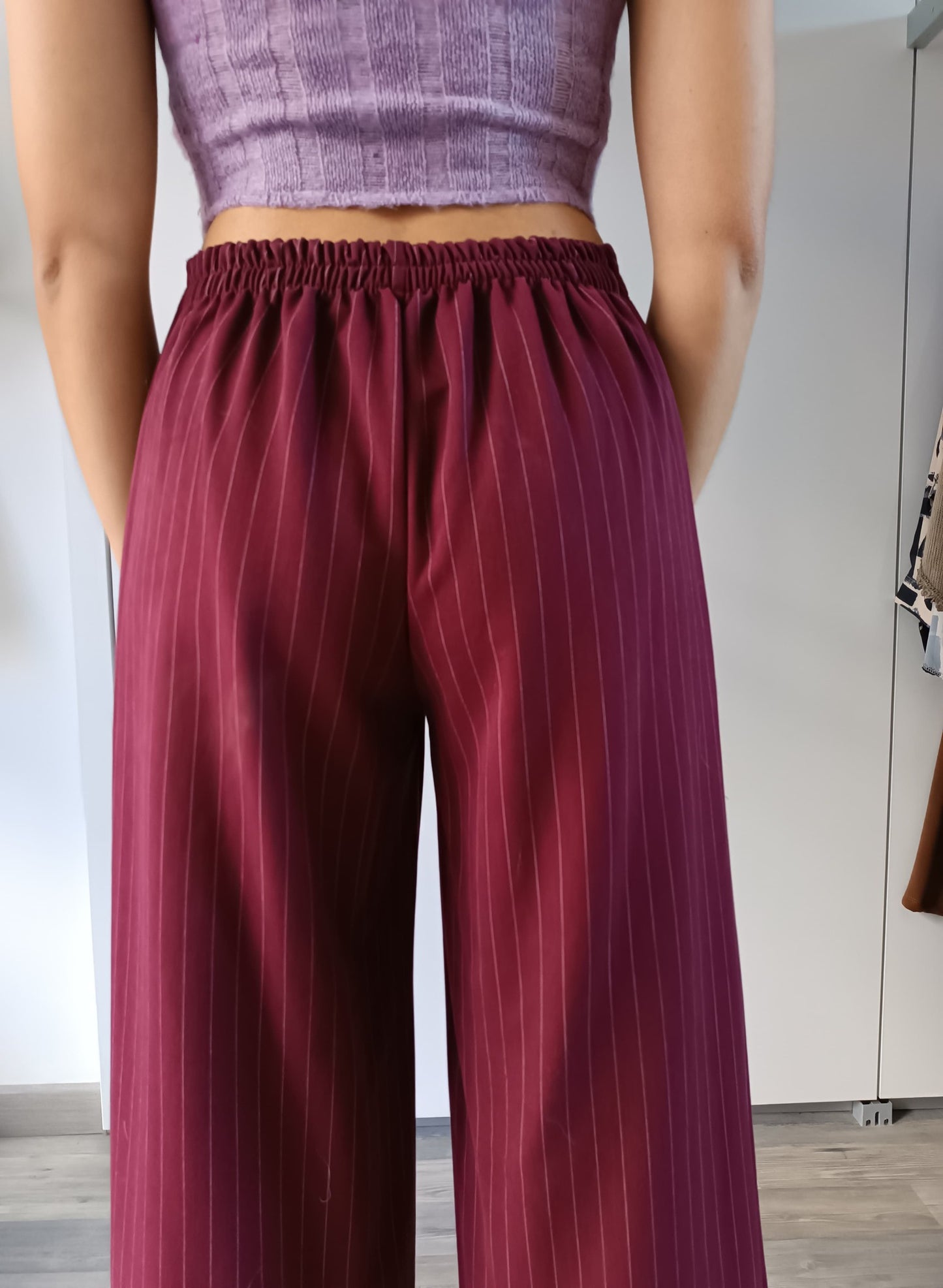 Pantalone bordeaux gessato