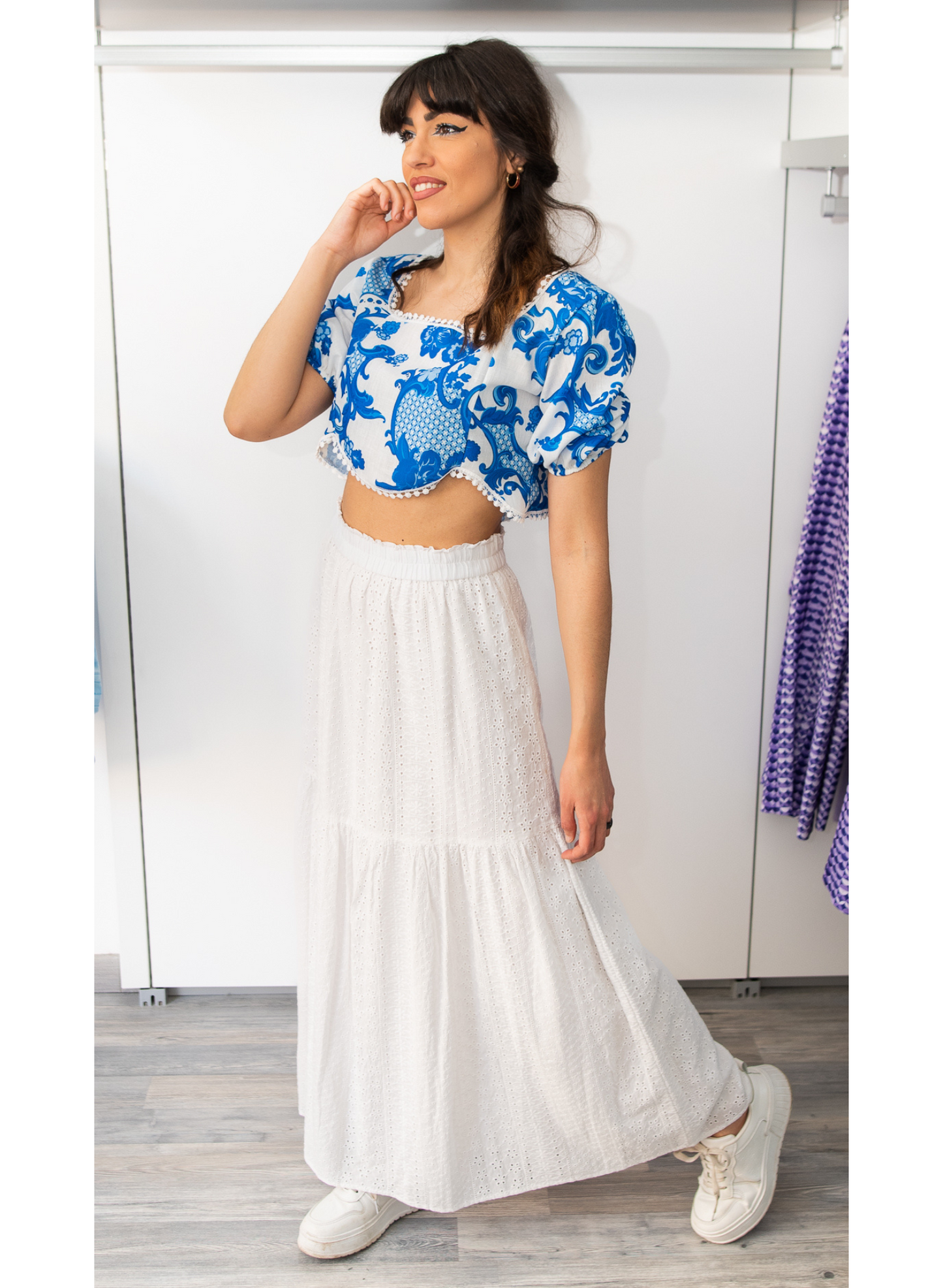 Top crop fantasia bluette