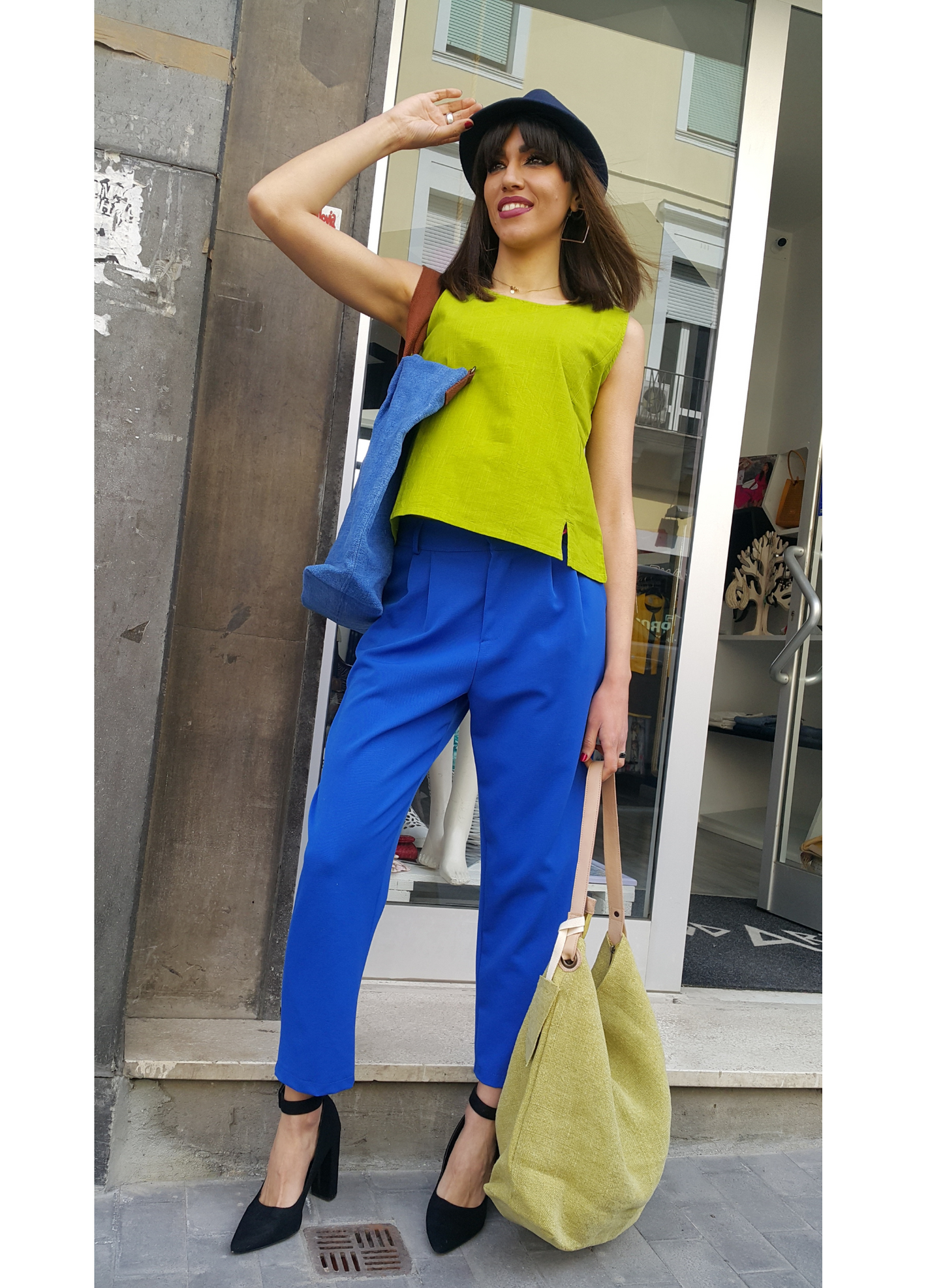Pantaloni bluette con pinces