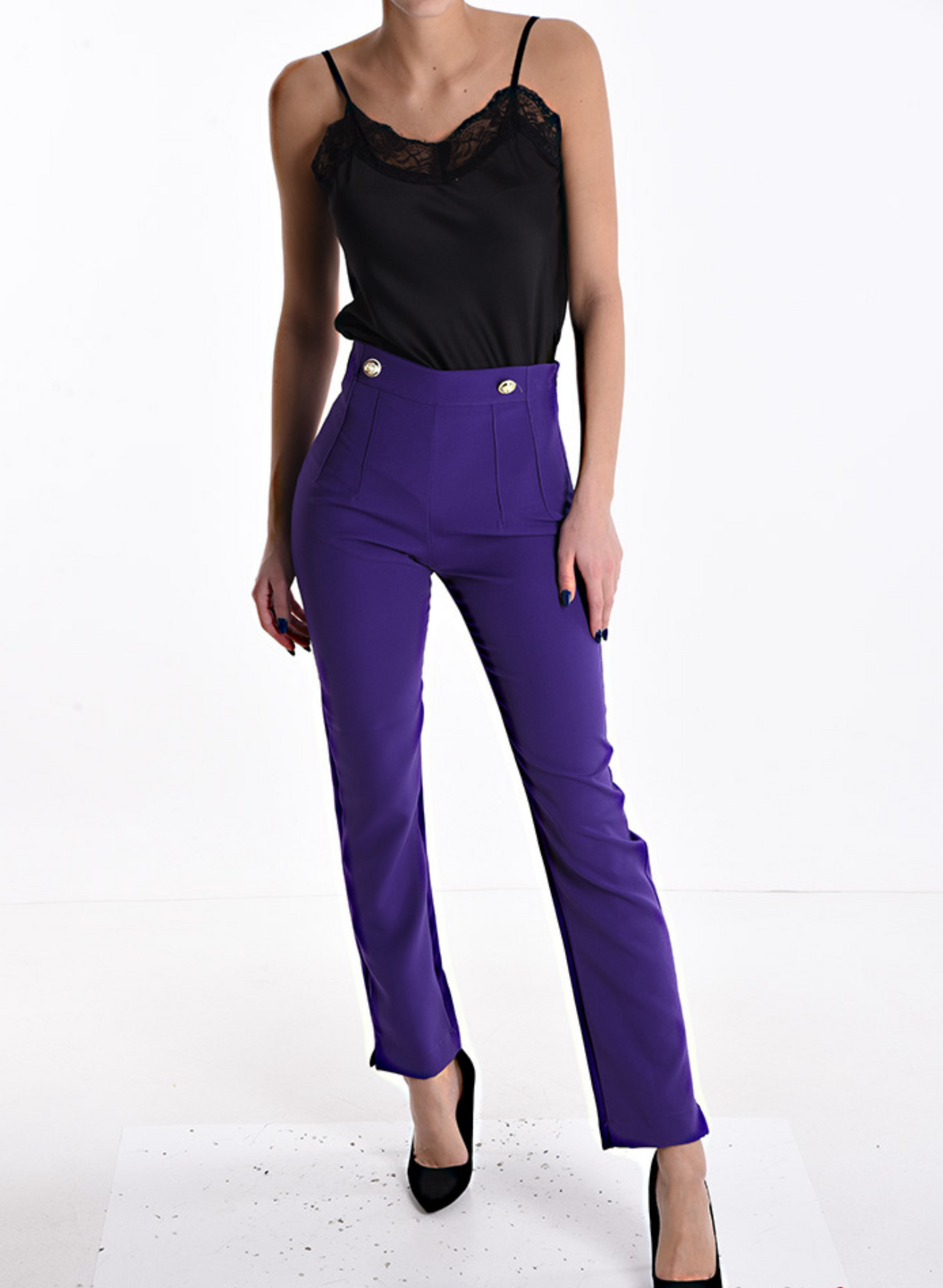 Pantaloni slim fit viola
