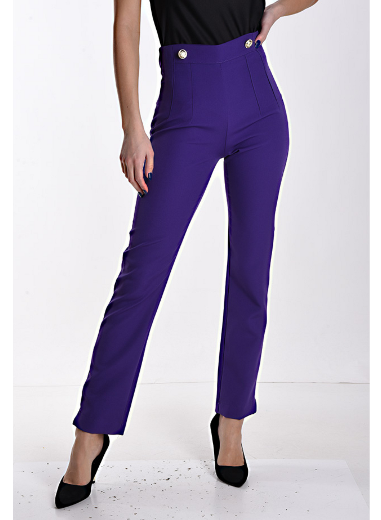 Pantaloni slim fit viola