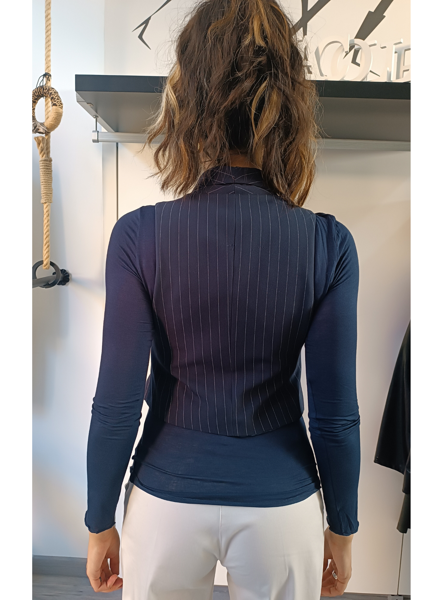 Gilet cropped gessato