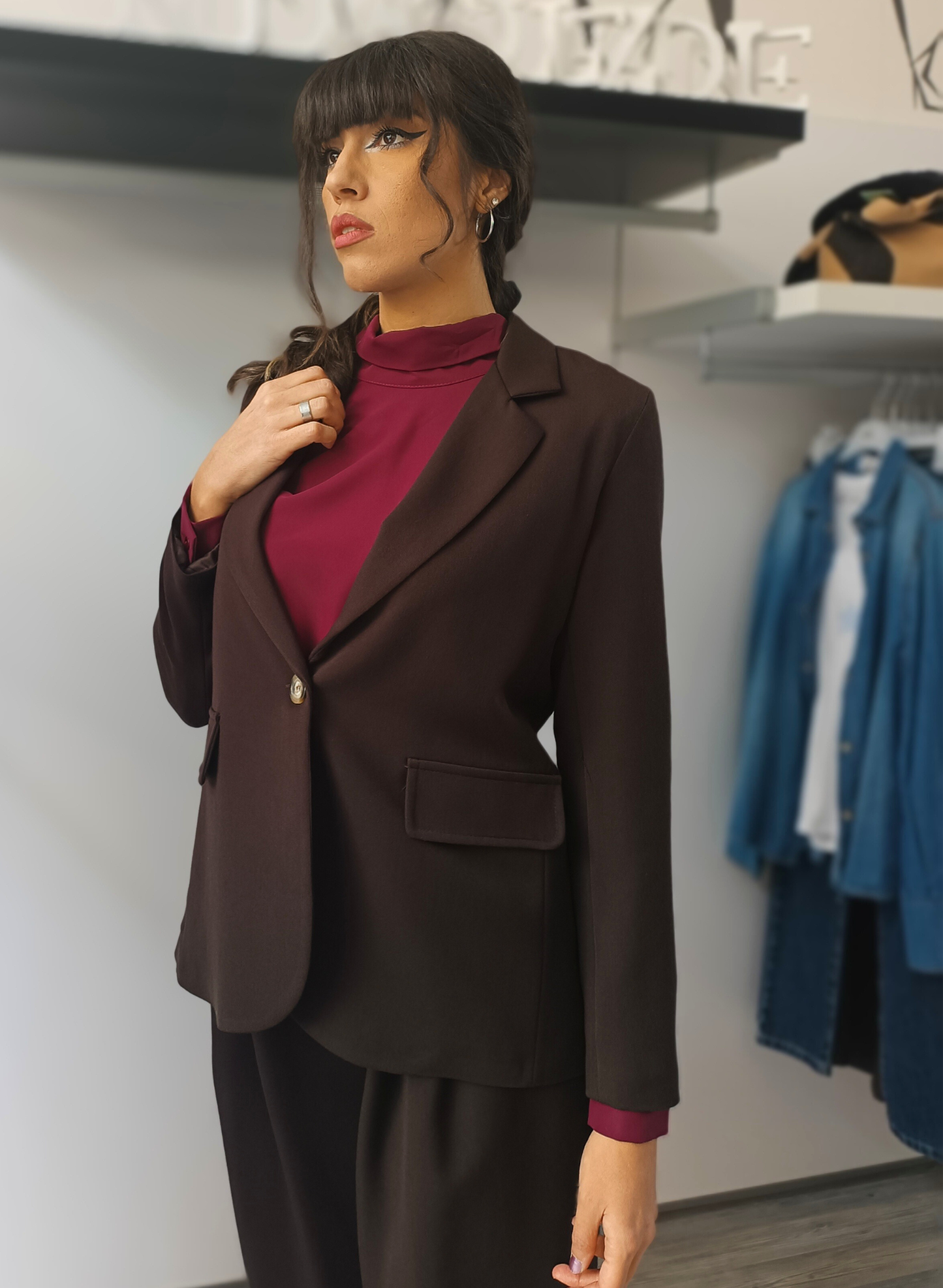 Giacca monopetto testa di moro