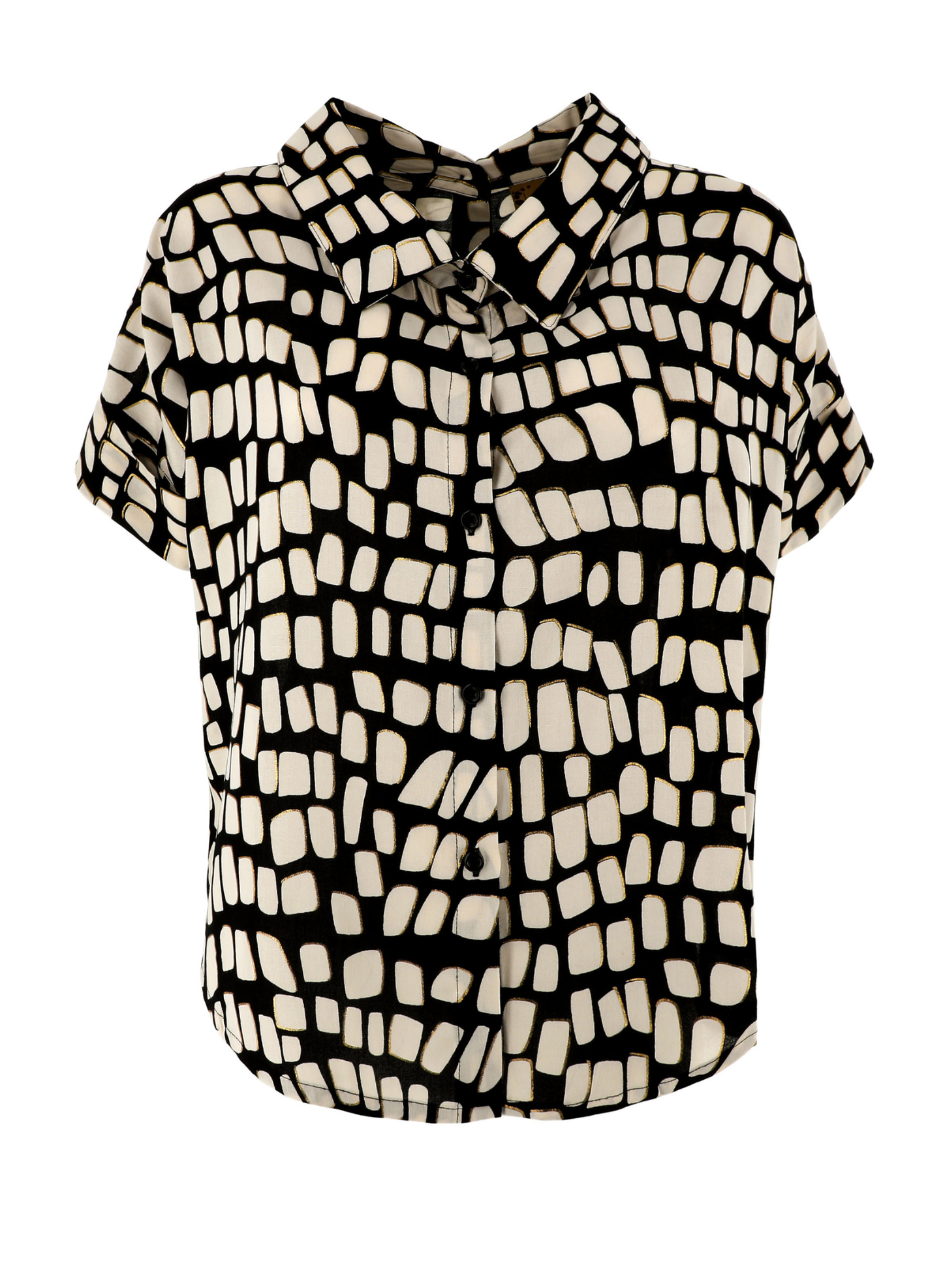 Camicia stampa astratta con lurex