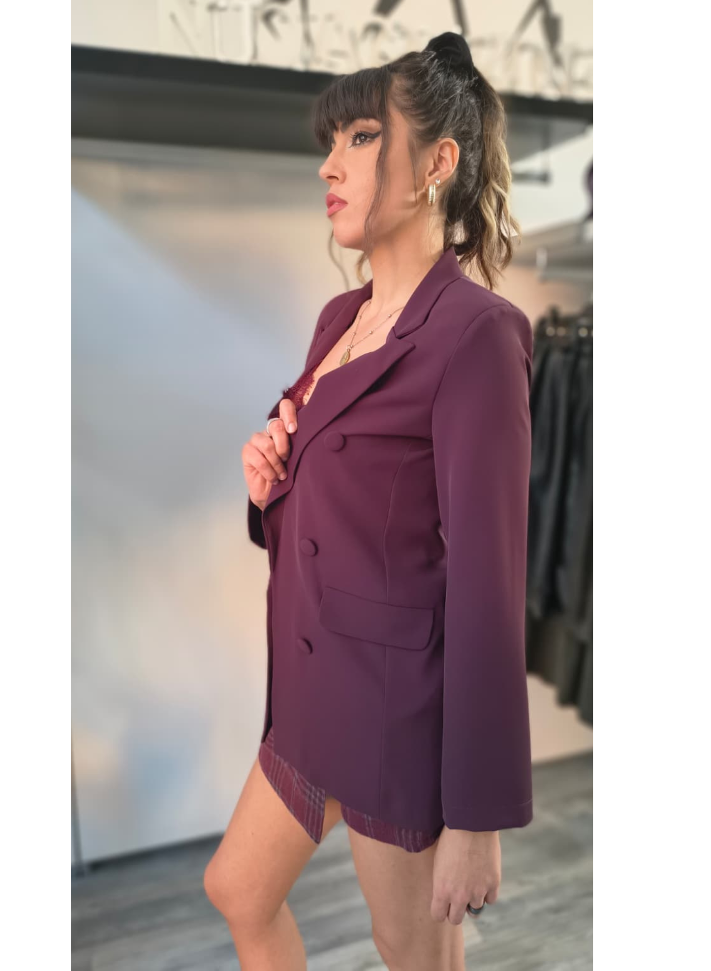 Blazer doppiopetto color vinaccia
