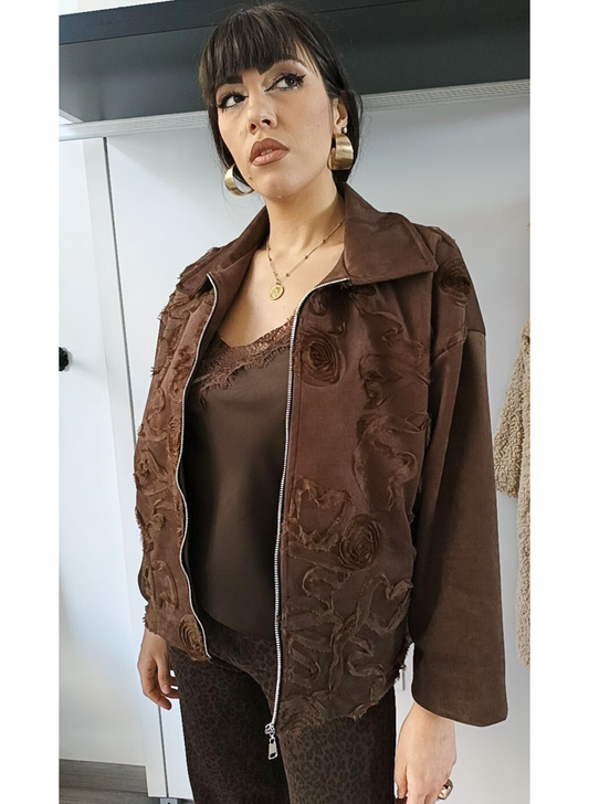 Giubbino con applicazioni fiori