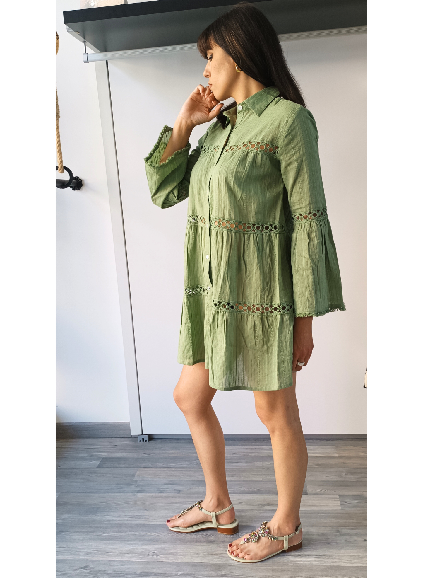 Abito camicia verde militare