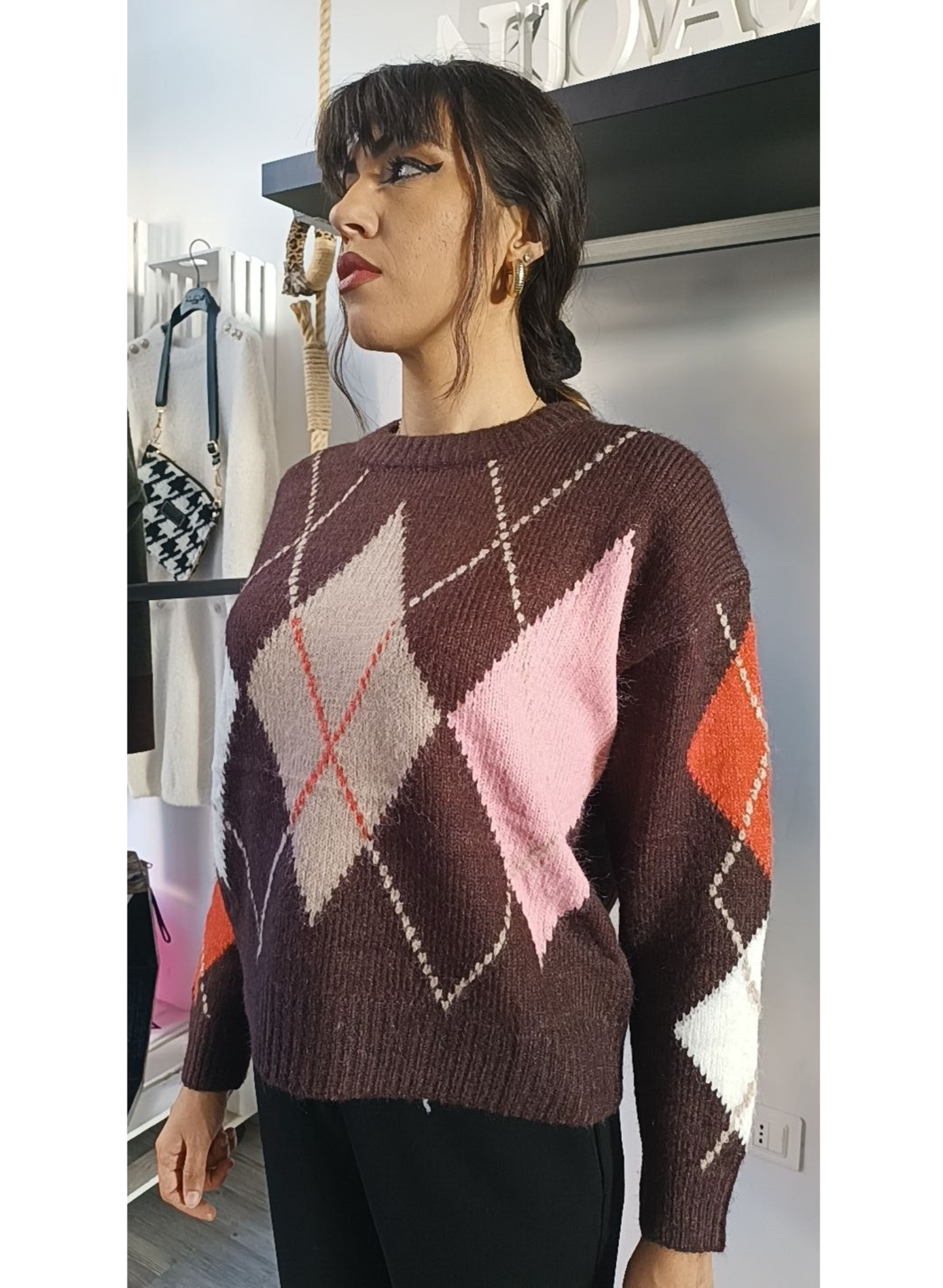 Pullover Rombi Marrone