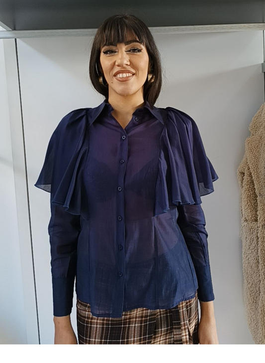 Camicia volant blu notte