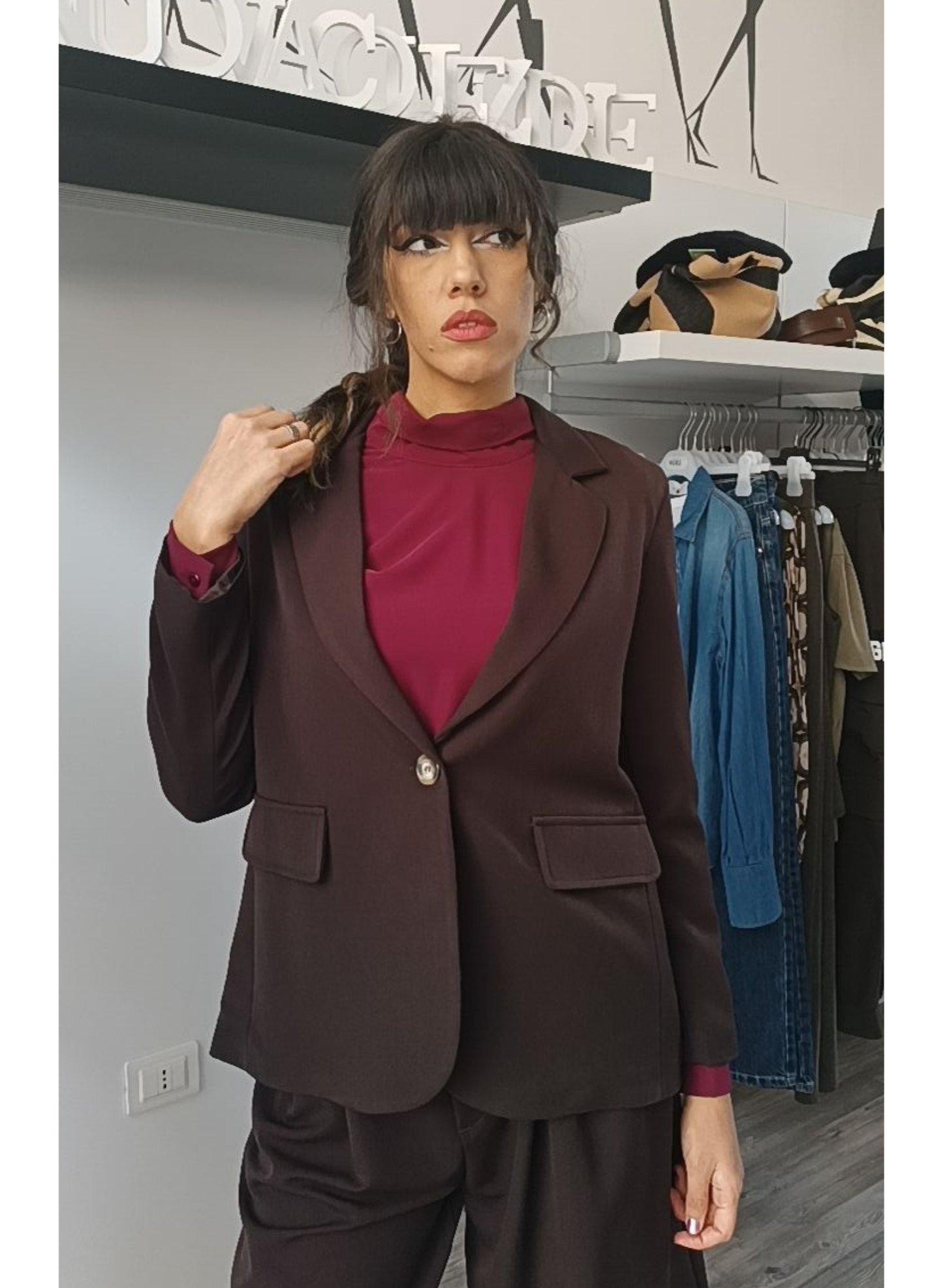 Giacca monopetto testa di moro