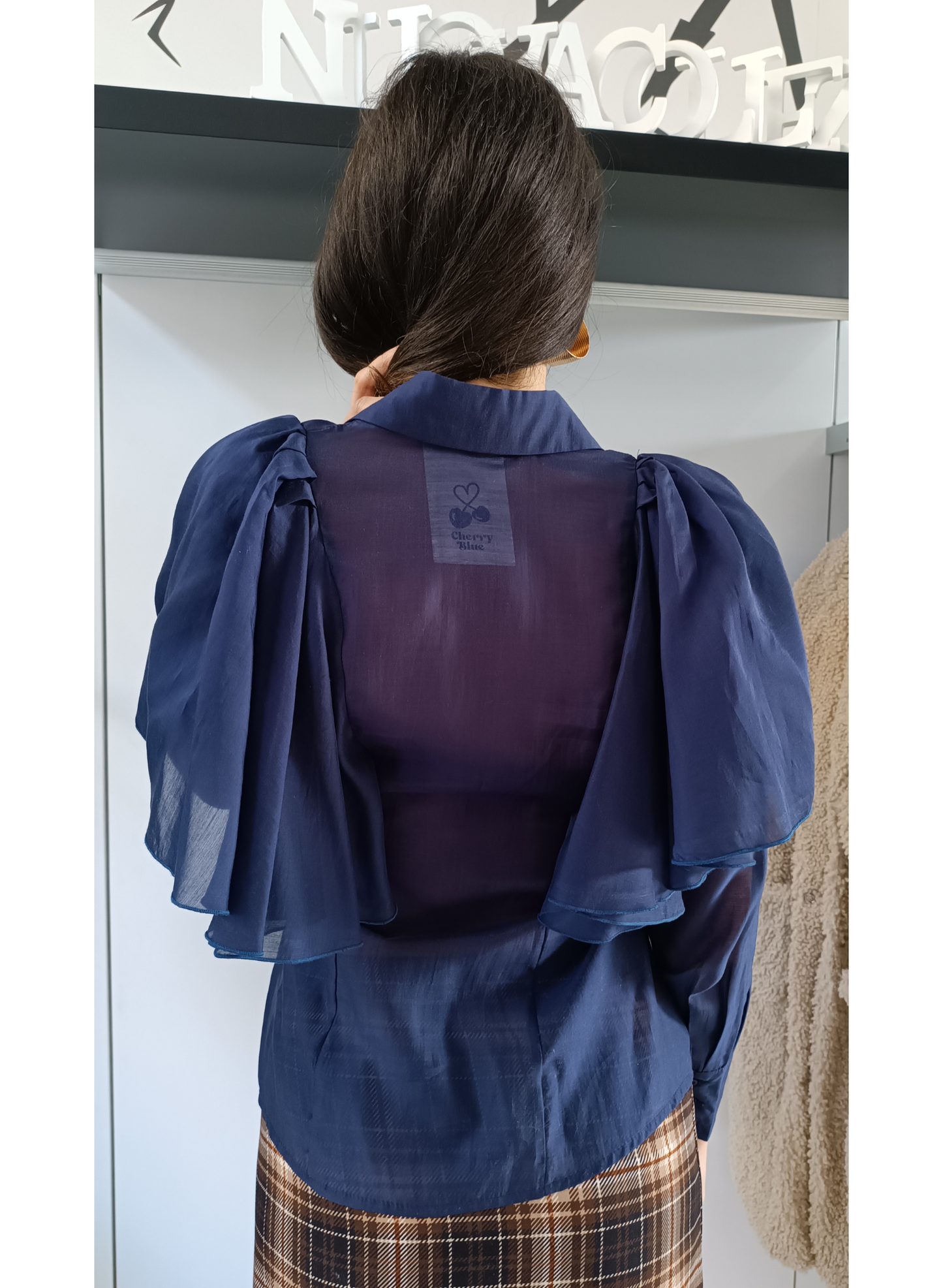 Camicia volant blu notte