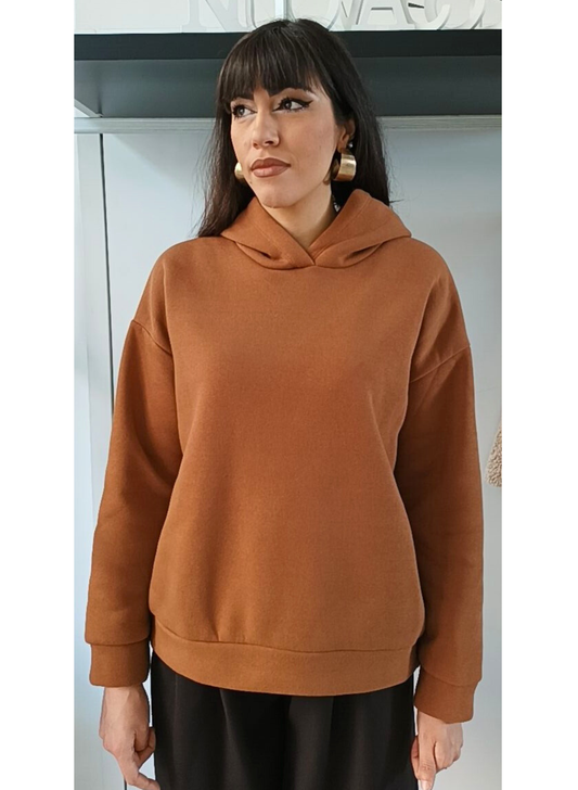 Felpa con cappuccio color caramello