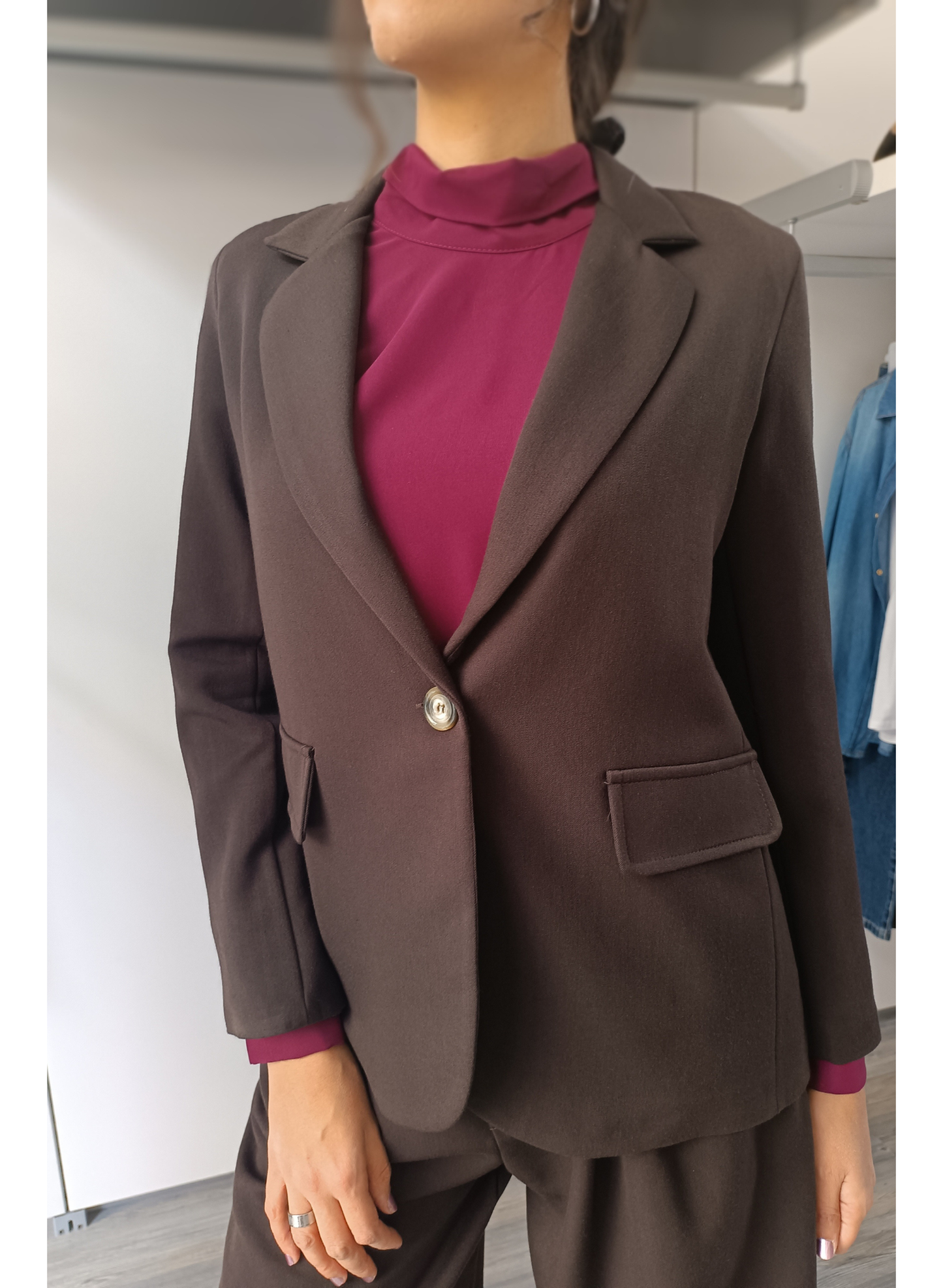 Giacca monopetto testa di moro