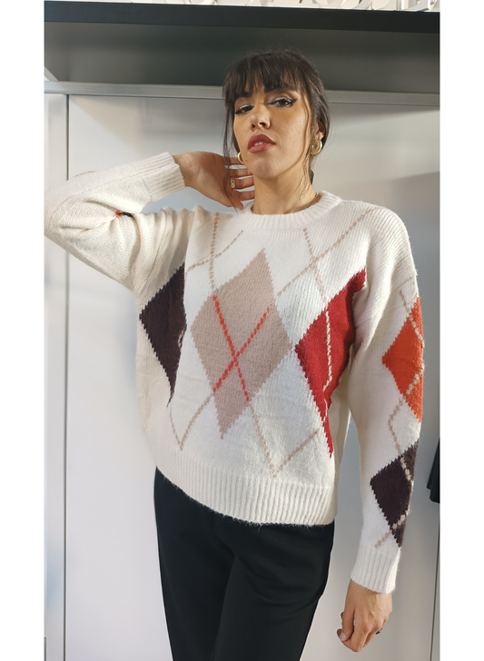 Pullover Rombi Panna