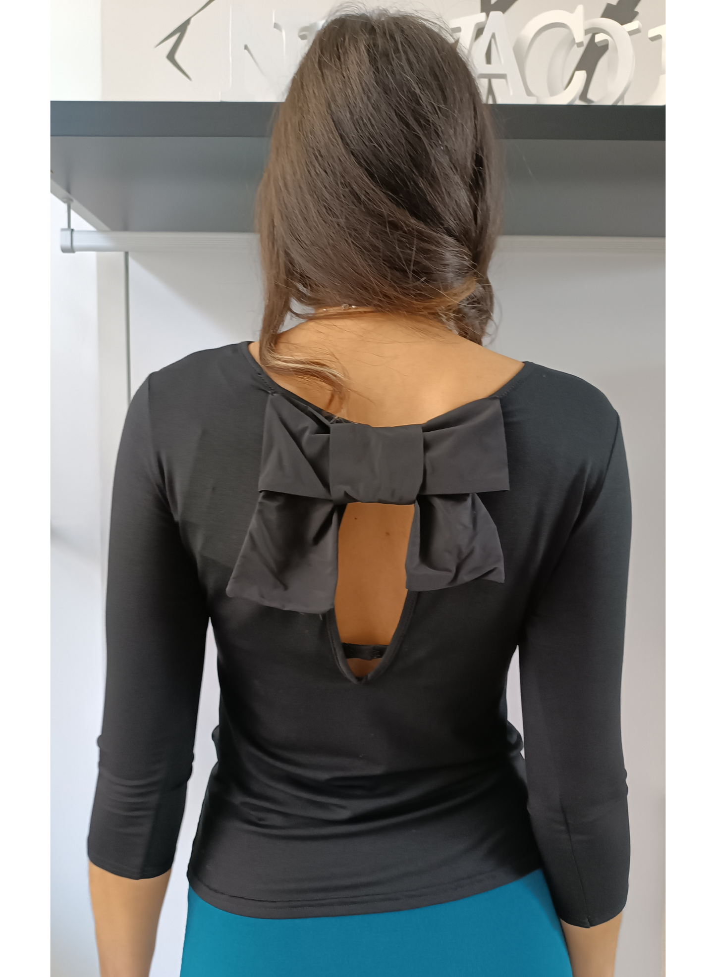 Maglia nera 3/4 "Fiocco"