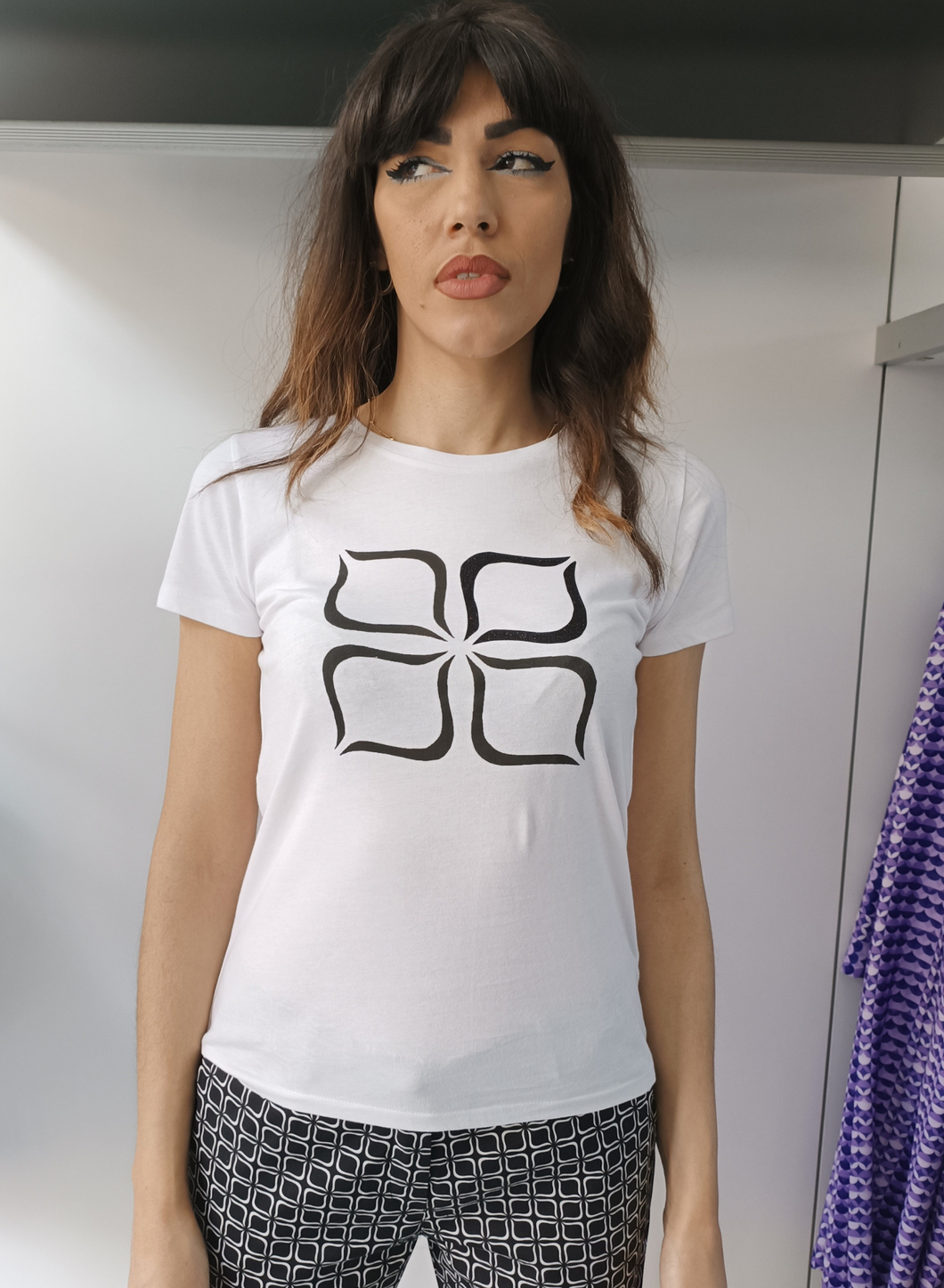 T-shirt bianca stampa 