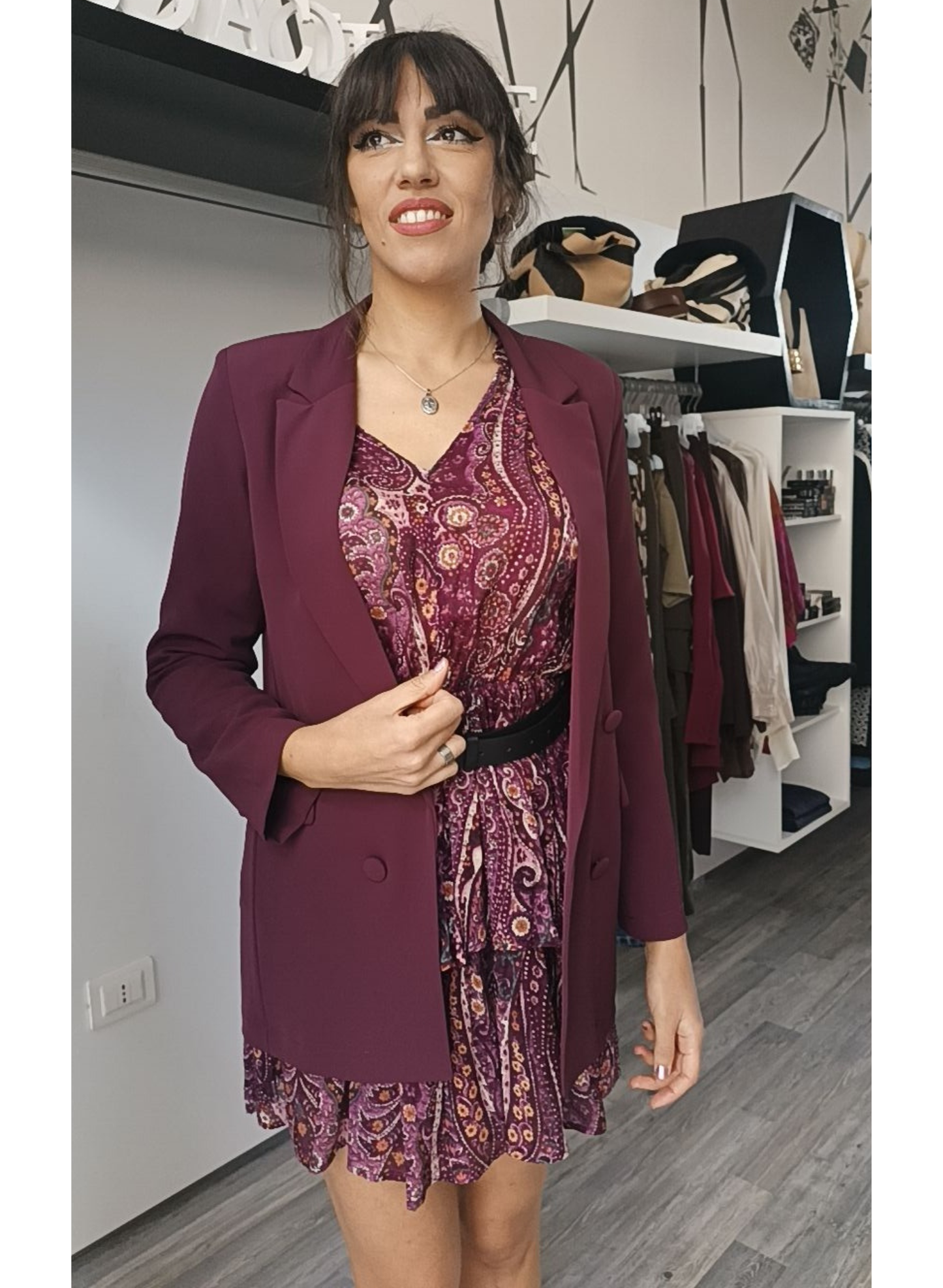 Blazer doppiopetto color vinaccia