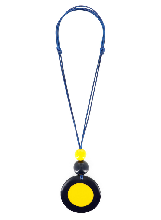 Collana ciondolo giallo e blu notte