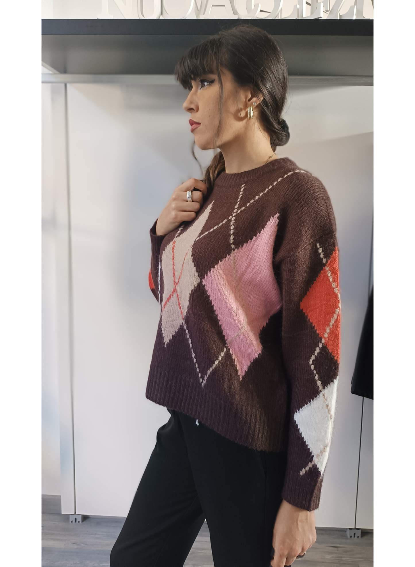 Pullover Rombi Marrone