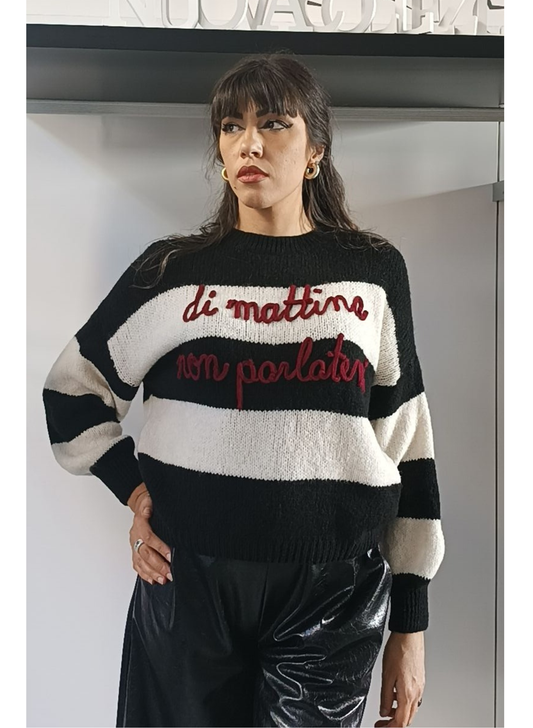 Pullover scritta " Di mattina non parlatemi"