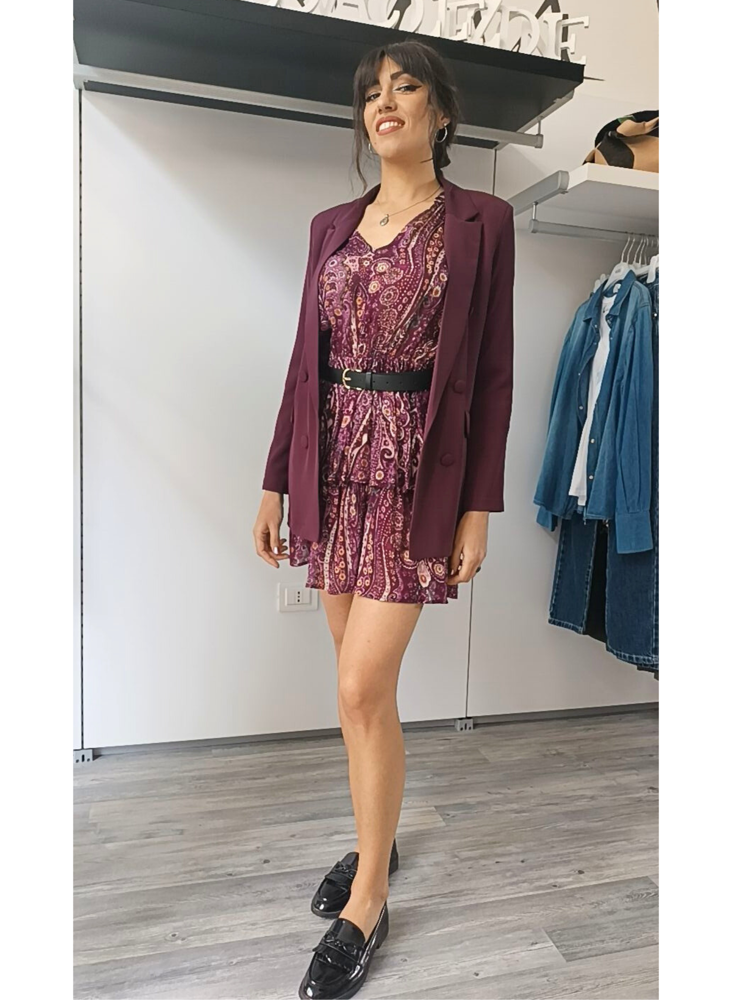 Blazer doppiopetto color vinaccia