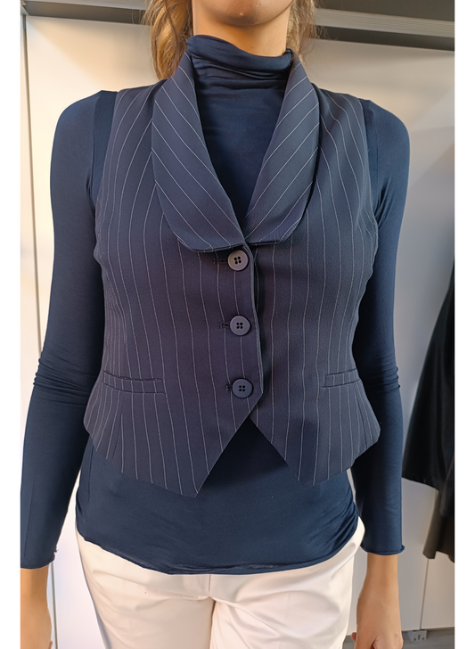 Gilet cropped gessato