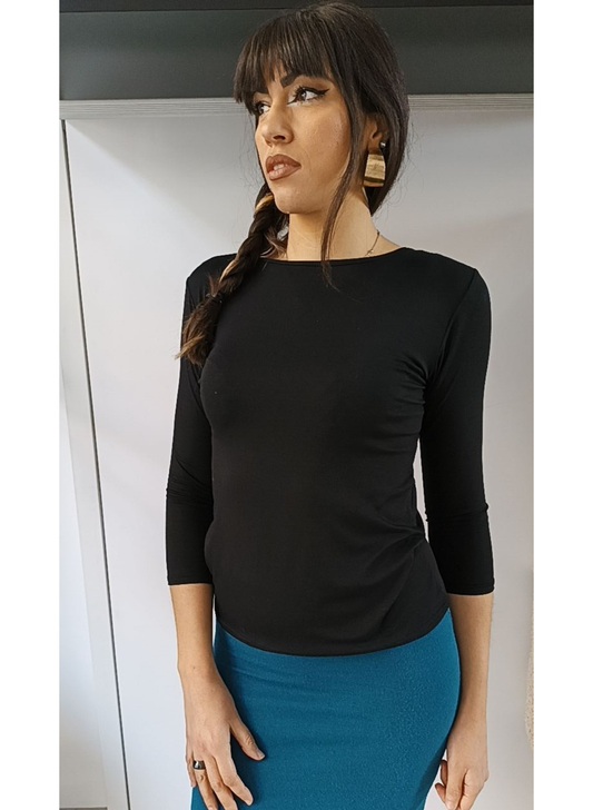 Maglia nera 3/4 "Fiocco"