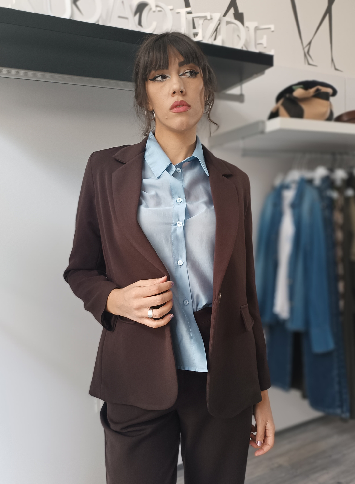 Giacca monopetto testa di moro