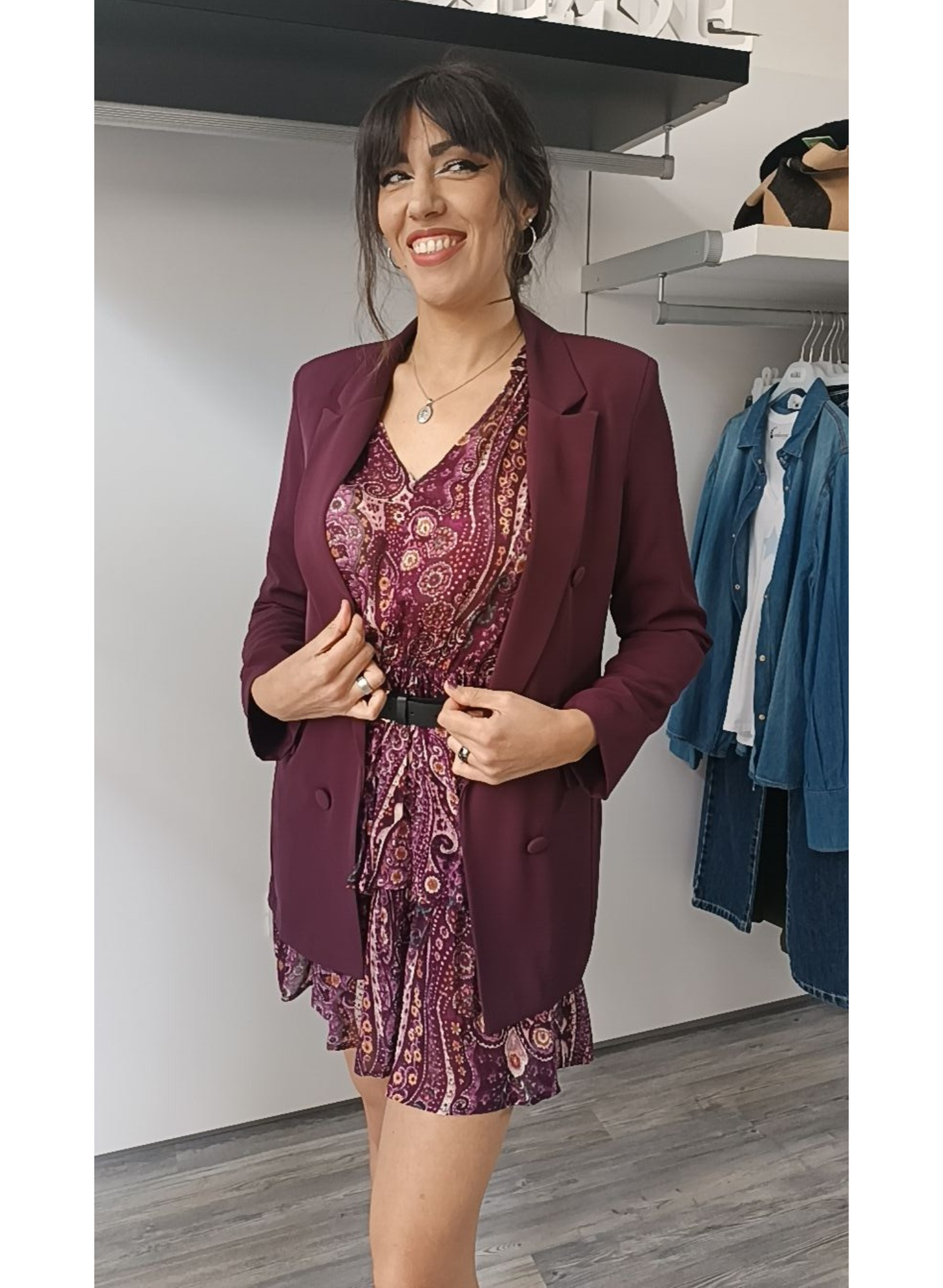 Blazer doppiopetto color vinaccia