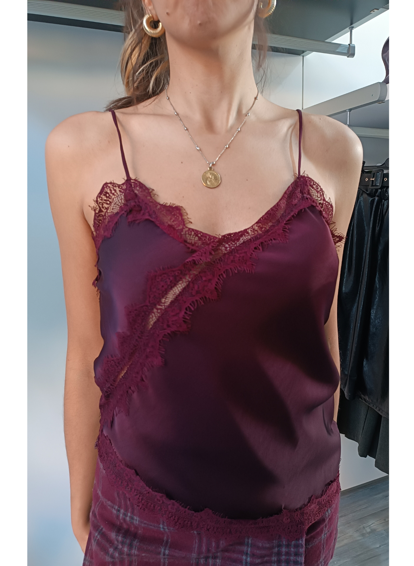 Top lingerie colore burgundy